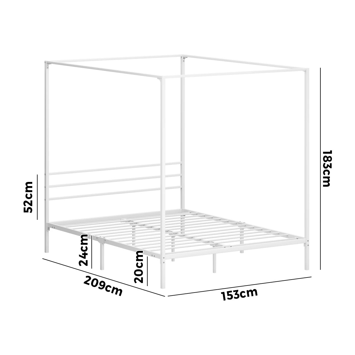 8 Oikiture Metal Canopy Bed Frame Queen Size Beds Platform
 - White, 8 of 8
