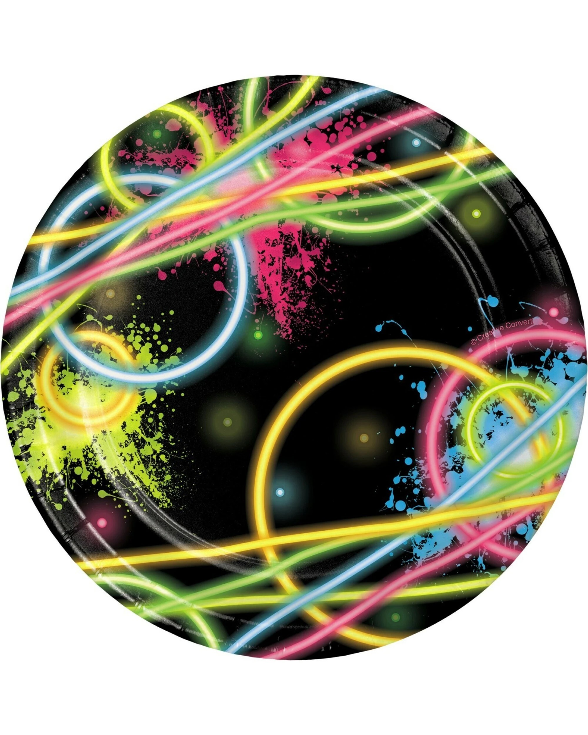1 Creative Converting Glow Party Small Paper Plates Pack of 8, 1 of 2