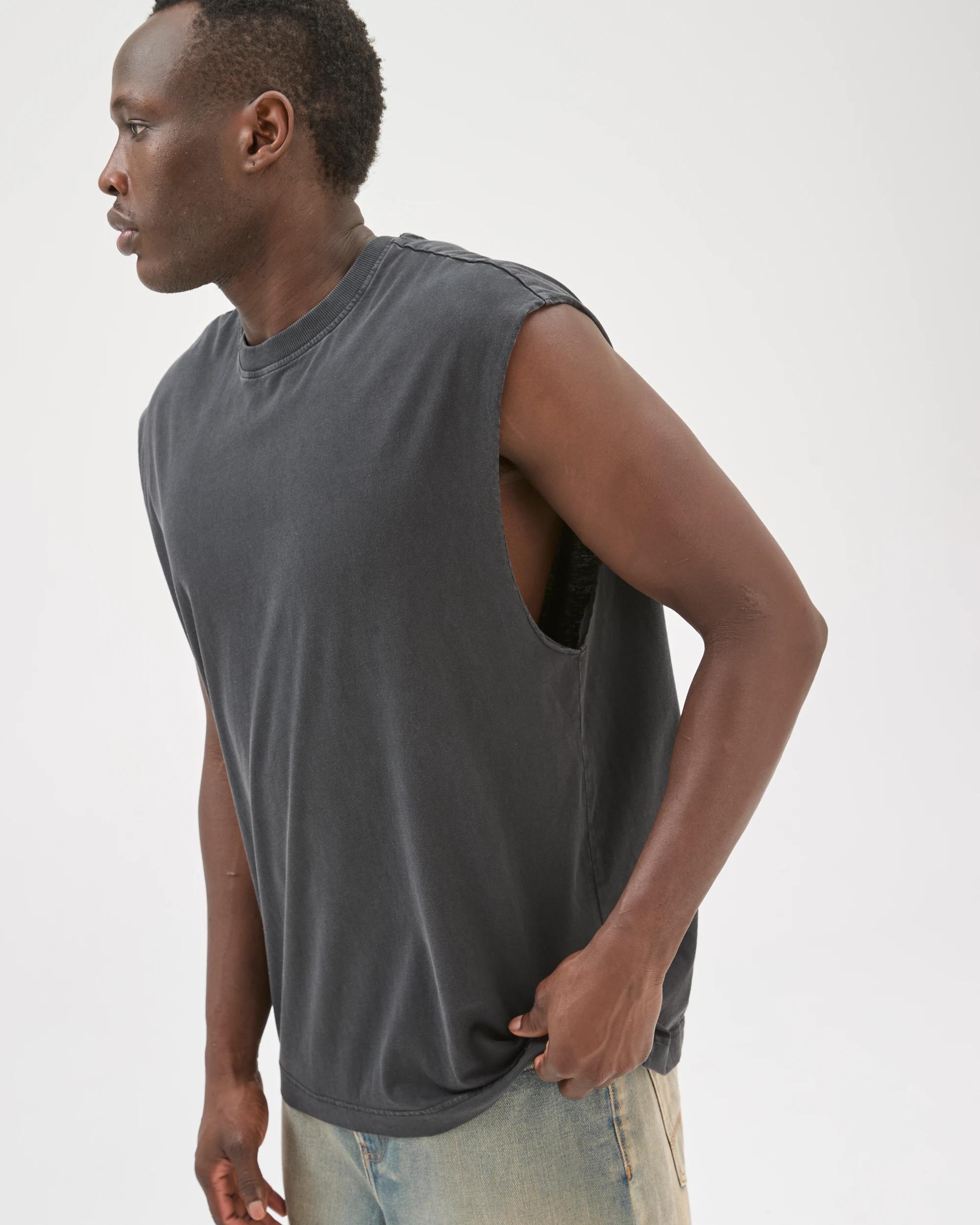 5 Commons Australian Cotton Heavyweight Muscle Tank Top WASHED BLACK, 5 of 8