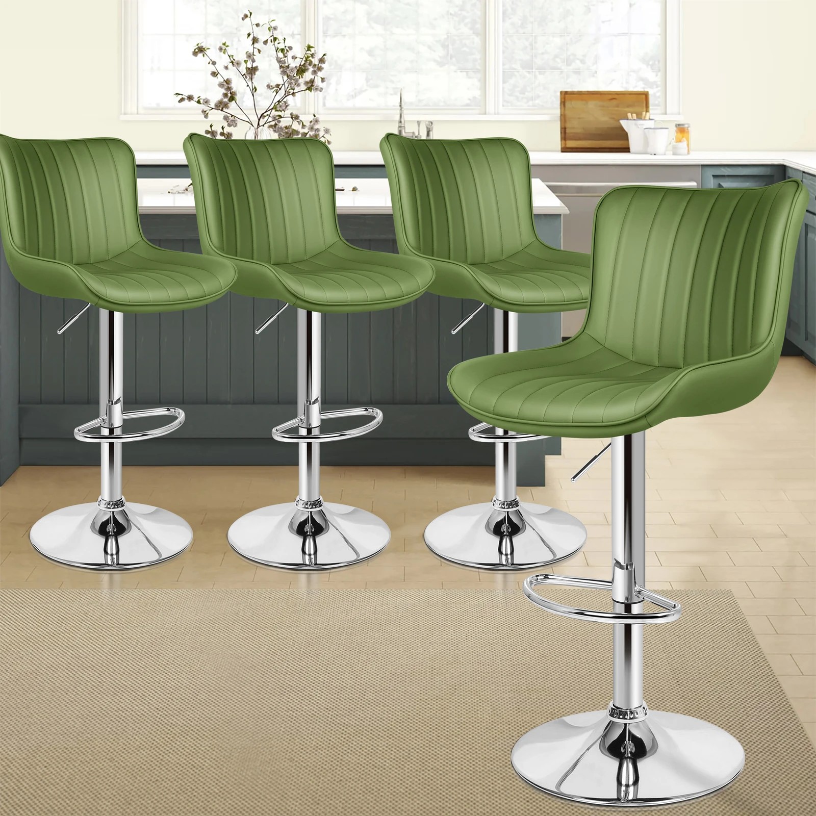2 Alfordson 4x Bar Stools Bar Chairs Avocado - Green, 2 of 10