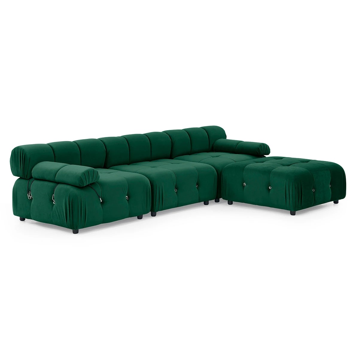 1 Foret 4 Seater Sofa Modular Arm Ottoman Tufted Velvet Lounge Couch Chaise Green, 1 of 10