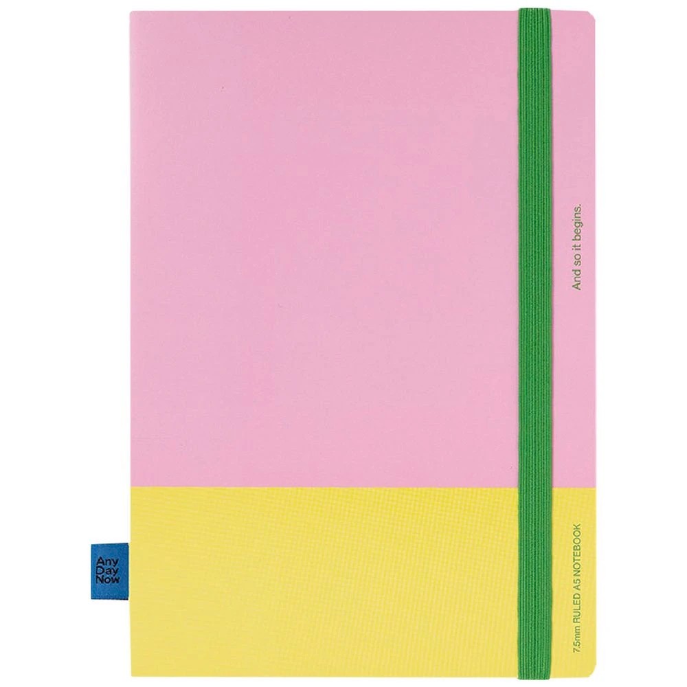 2 Any Day Now Bound Brights A5 Ruled Notebook Pink and Yellow, 2 of 5