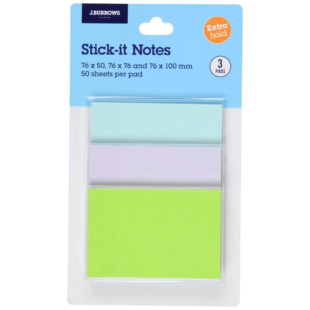 1 J.Burrows Stick-It Notes Assorted Sizes Riviera 3 Pack, 1 of 4