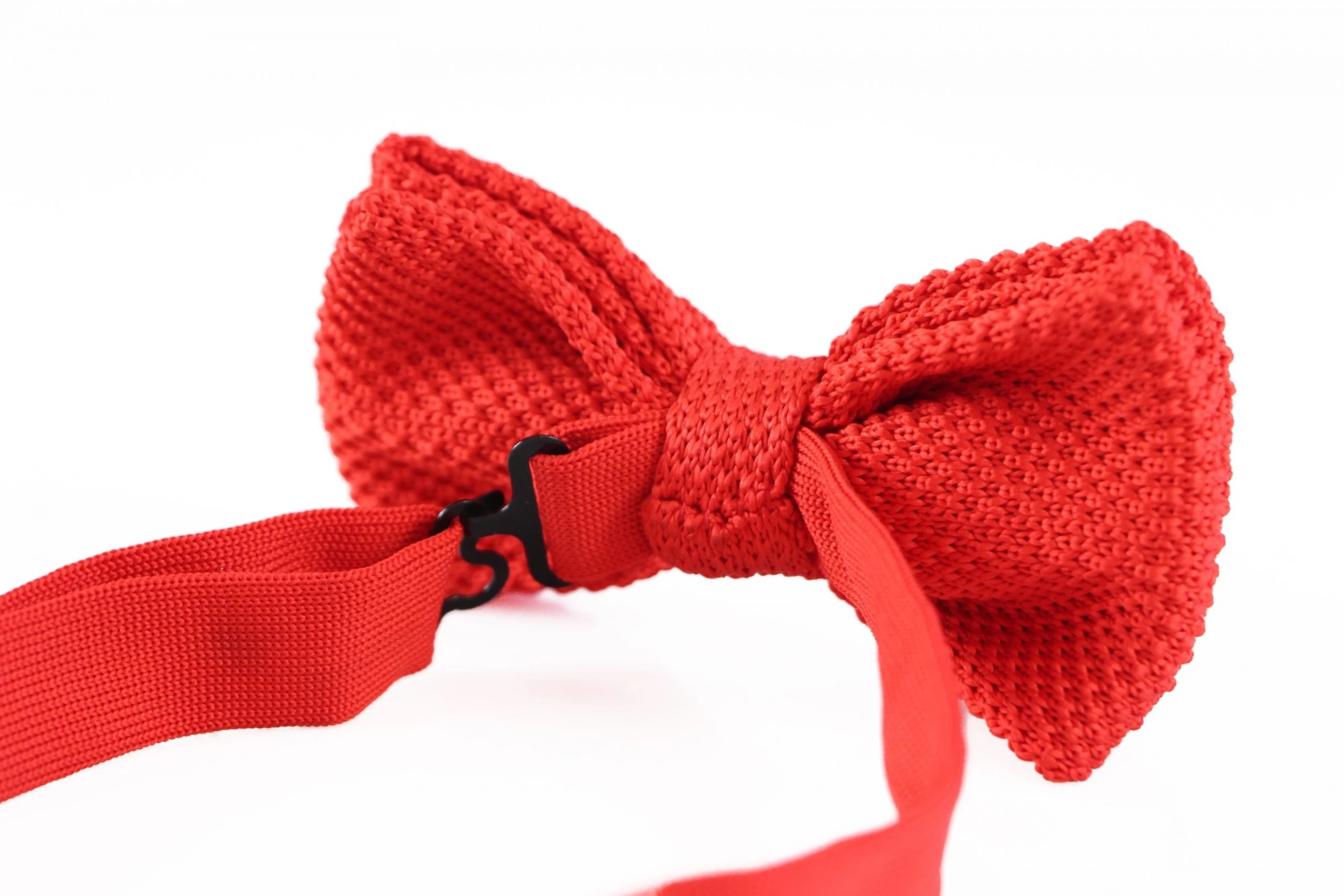3 Zasel Mens Red Cross-Hatched Knitted Bow Tie - Red, 3 of 4