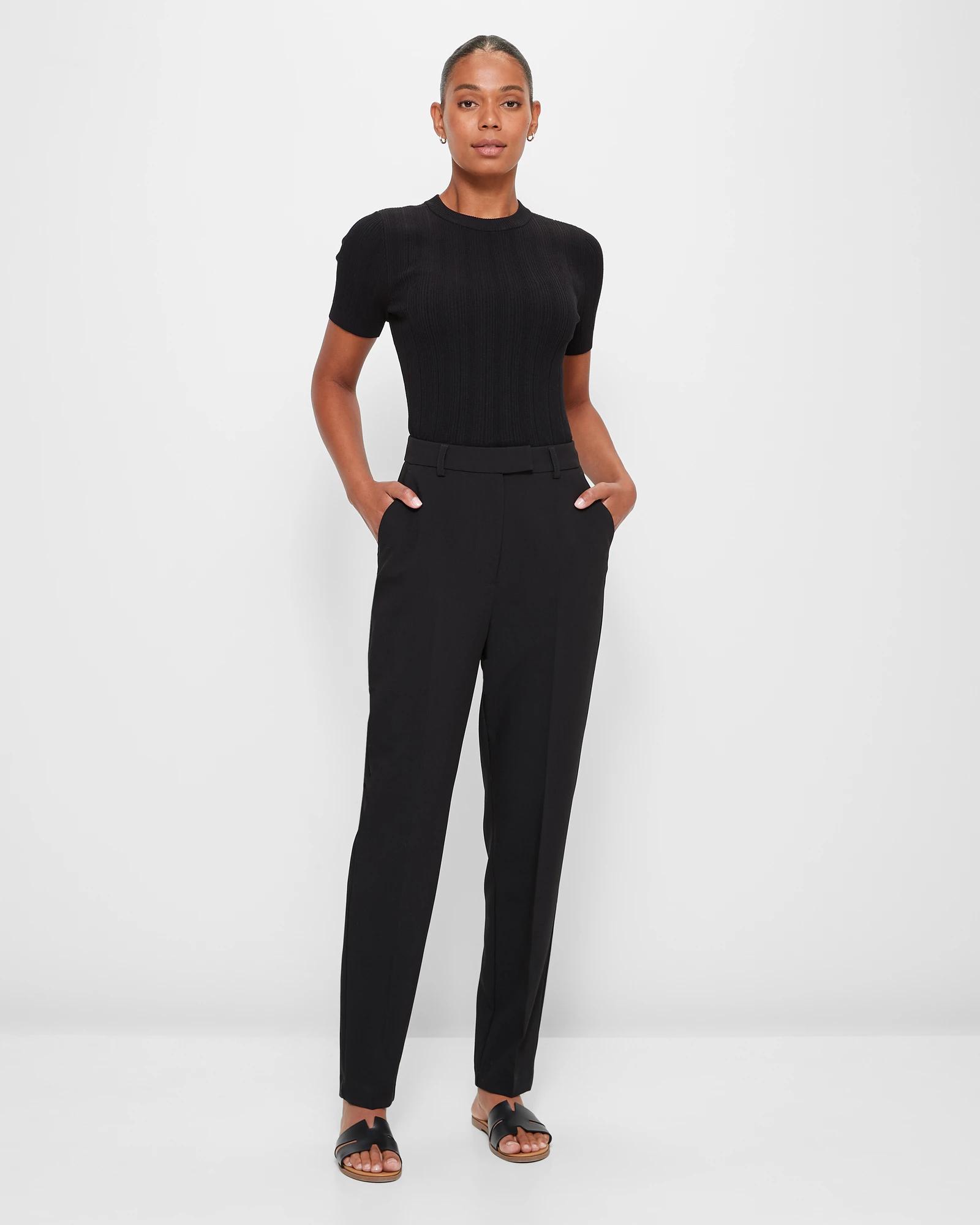 2 High Waist Tapered Full Length Pants - Preview BLACK, 2 of 10