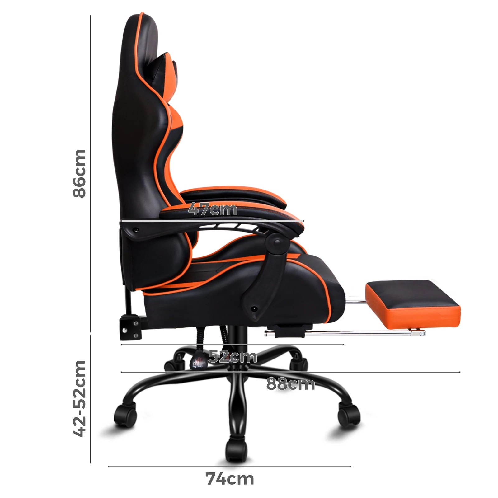 4 Alfordson Gaming Chair Office Executive Racing Footrest Seat PU Leather - Orange, 4 of 10