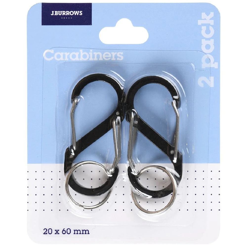 1 J.Burrows Carabiner Small 2 Pack Black, 1 of 5