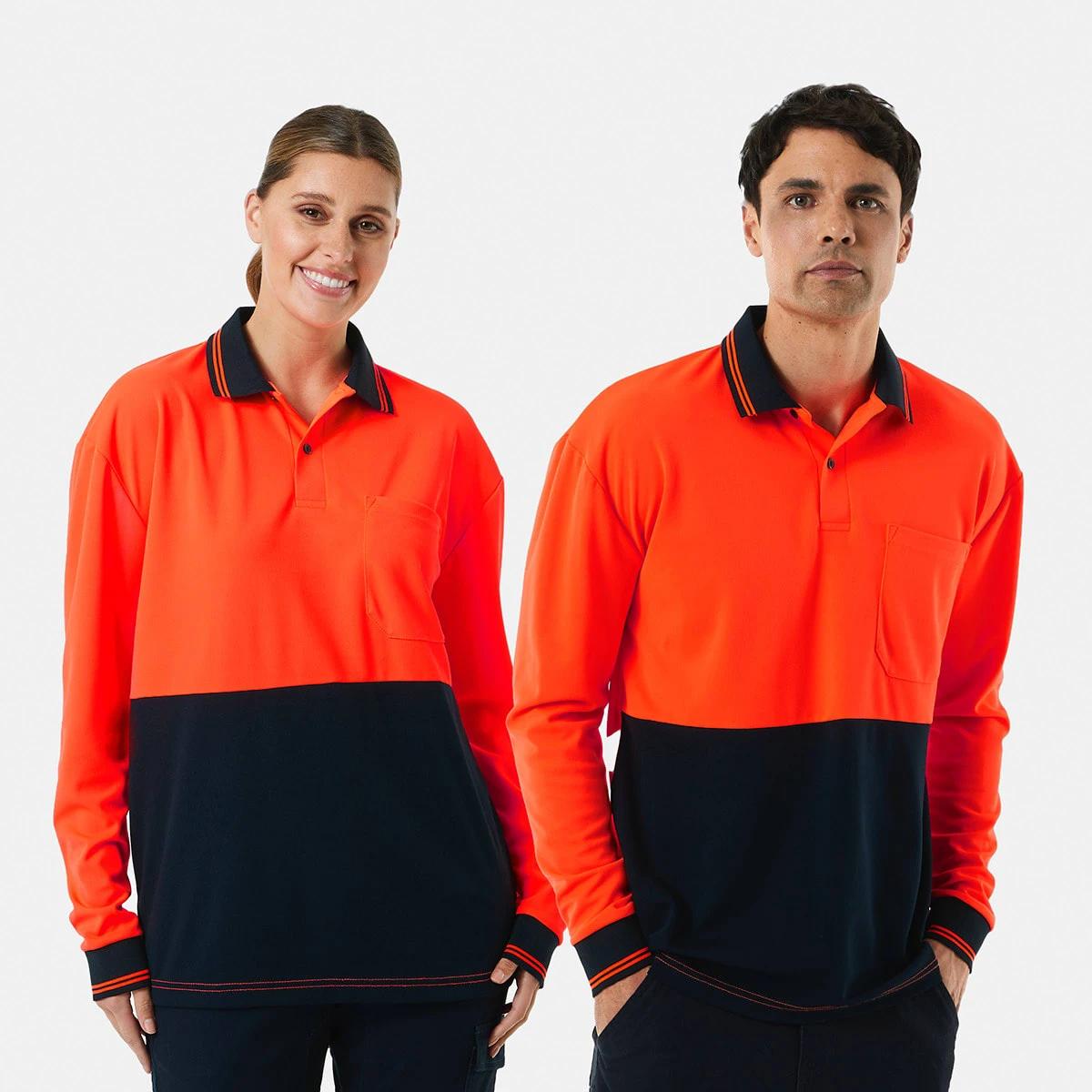 1 Hi-Visibility Long Sleeve Polo Shirt Orange, 1 of 10