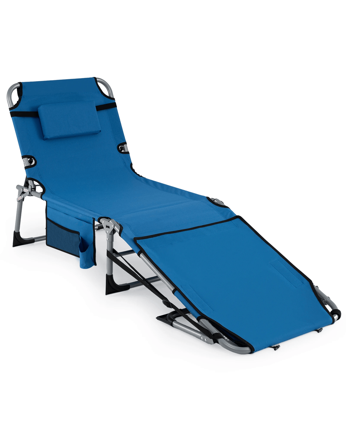 Costway Folding Outdoor Lounge Chair w/Face Arm Hole Portable Tanning ...