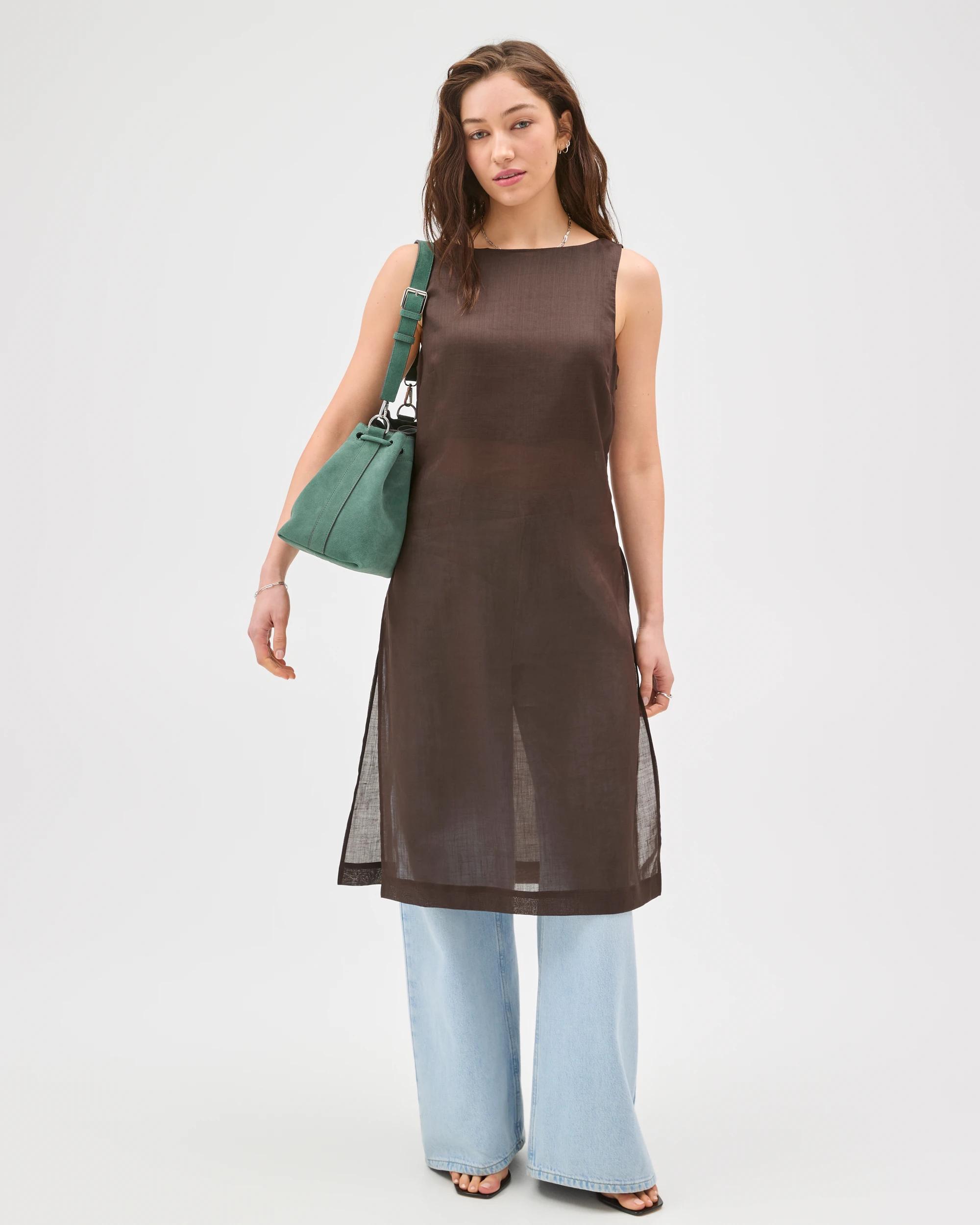 2 Lily Loves Sheer Tunic Top TRUFFLE, 2 of 7