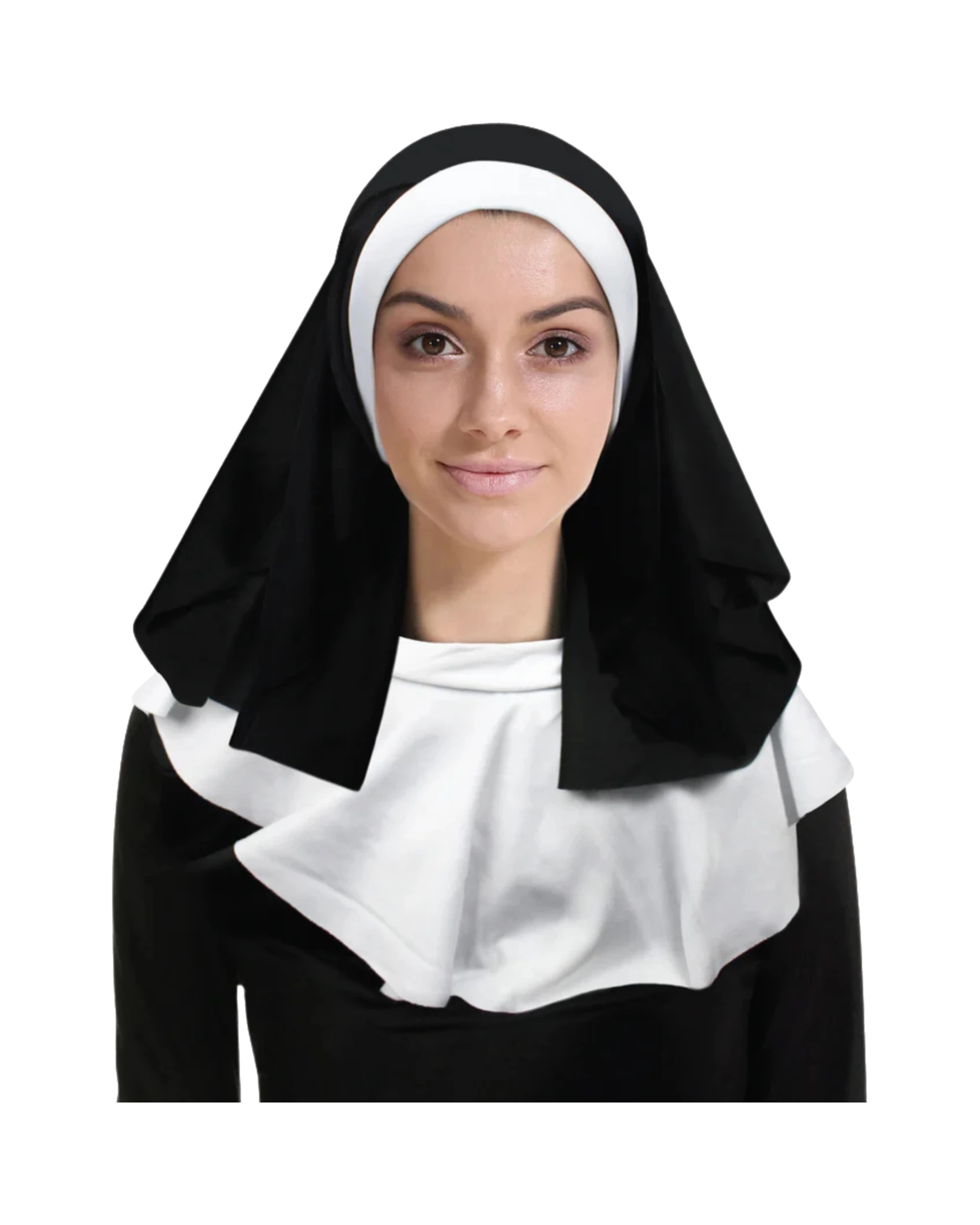 1 Partyrama Nun Headpiece And Neckpiece Set - Black, White, 1 of 2