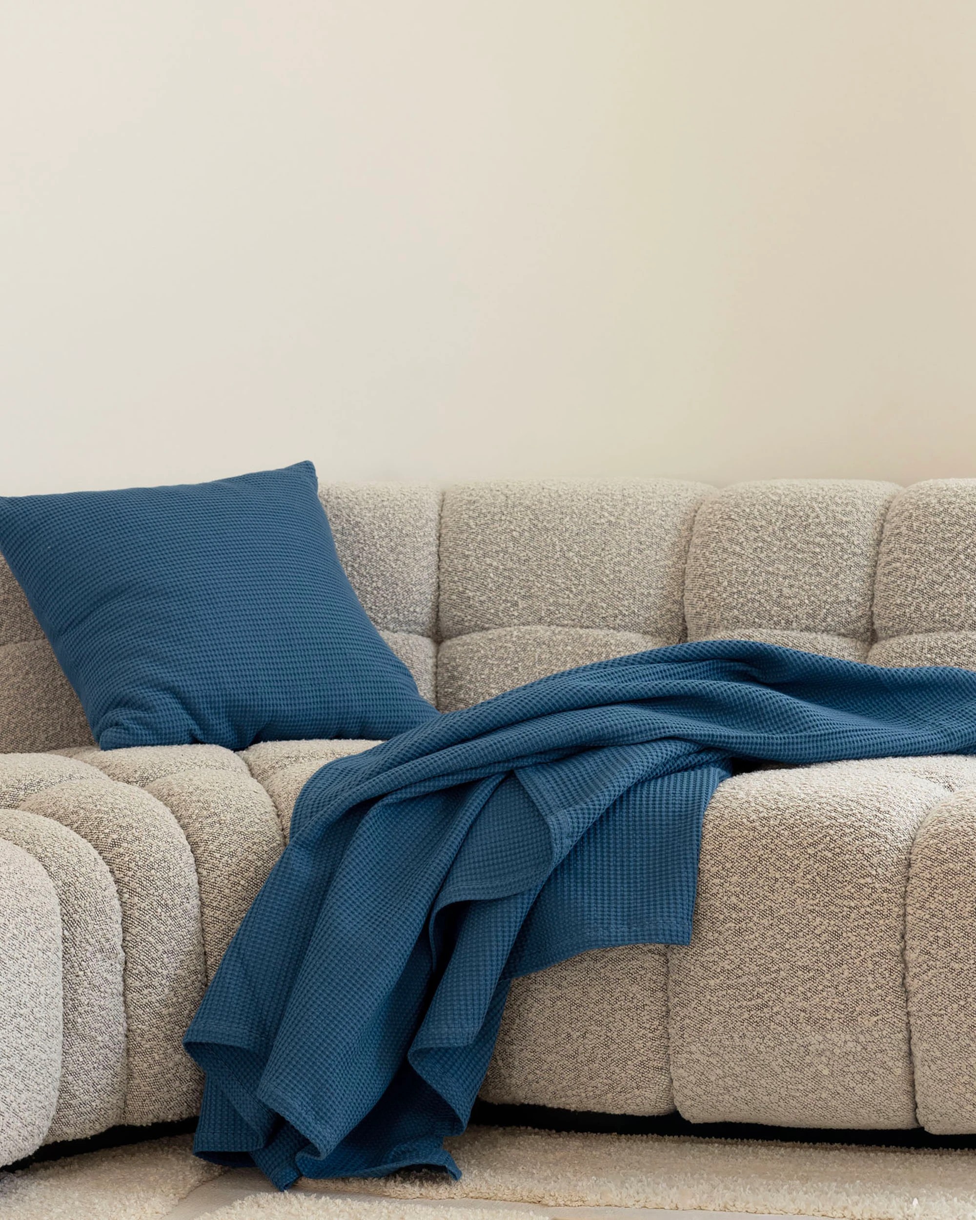 2 Bambury Milo Cotton Soft Waffle Textured Throw Ocean - Blue, 2 of 2