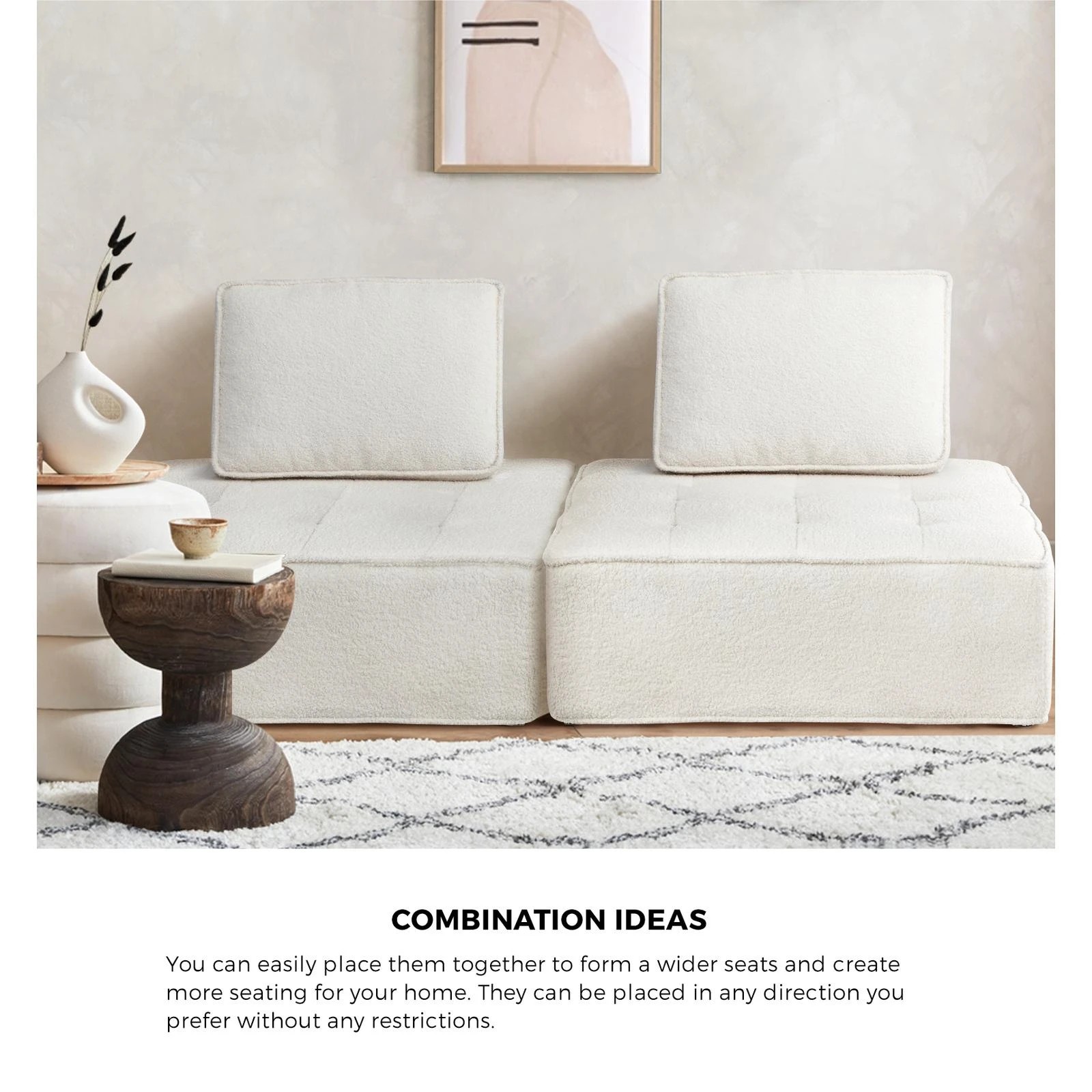 3 Oikiture 1pc Modular Sofa Lounge Chair Armless Tofu Back Sherpa
 - White, 3 of 10