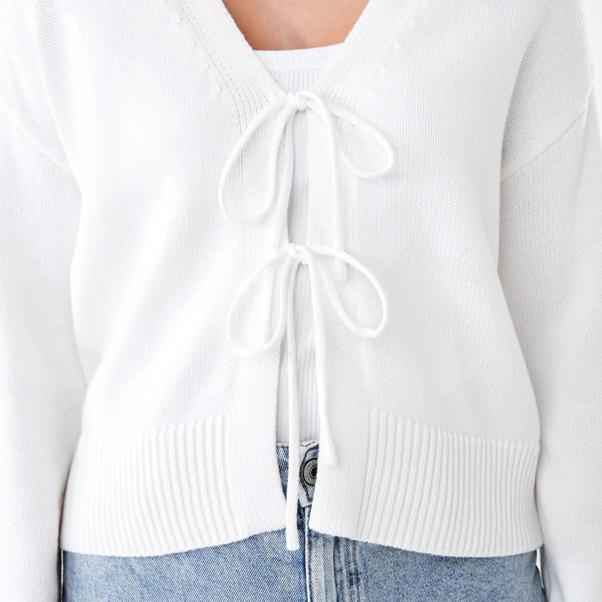 5 Tie Front Cardigan WHITE, 5 of 5