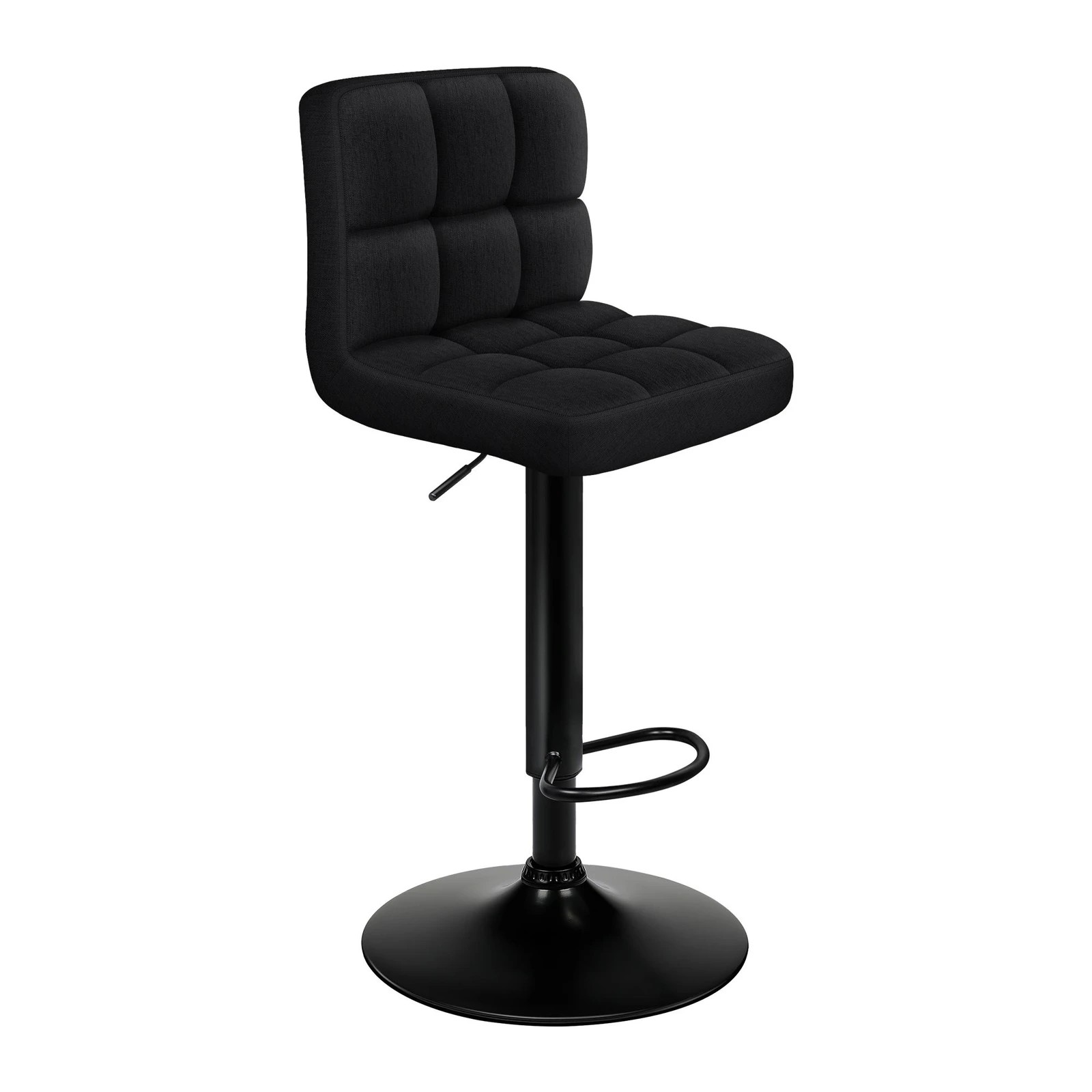 4 Alfordson 2x Bar Stools Ralph Kitchen Swivel Chair Fabric Gas Lift - Black, 4 of 7