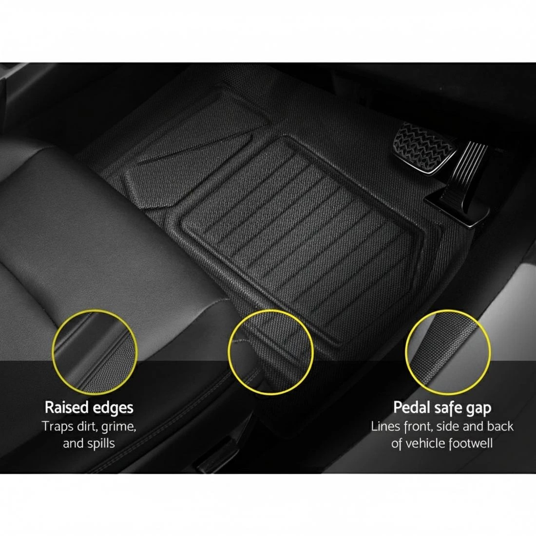 5 Weisshorn Car Rubber Floor Mats Compatible for Toyota RAV4 2019-2022 Front Rear - Black, 5 of 6