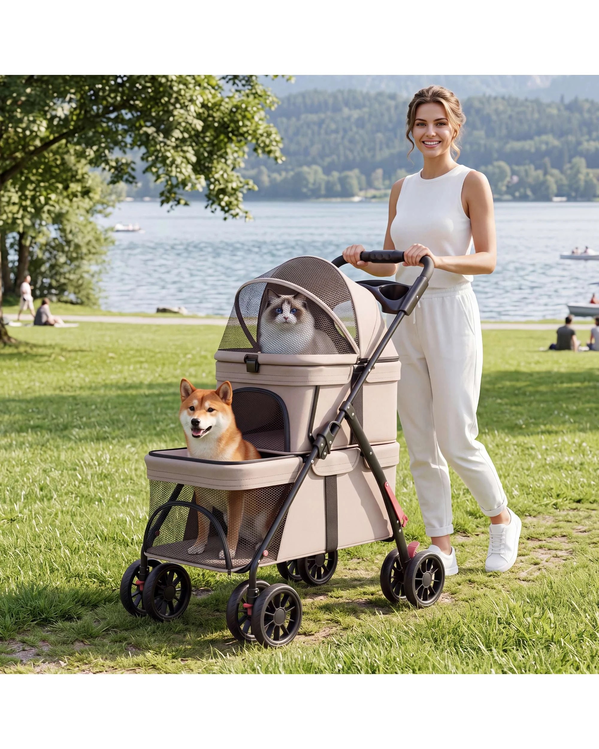 3 Advwin Pet Stroller Pram Dog Cat Carrier Travel Pushchair Foldable, 3 of 9