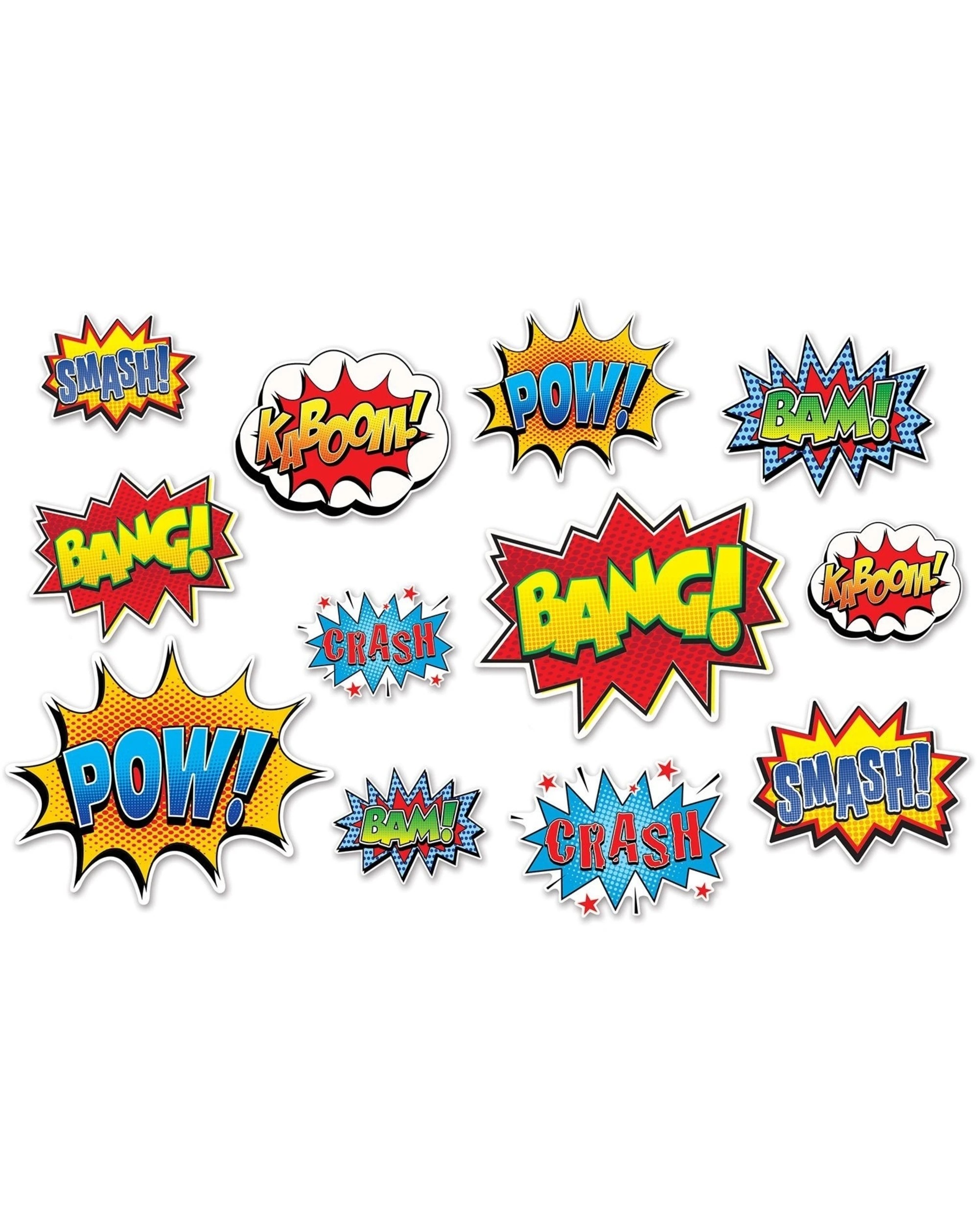1 Beistle Superhero Small Word Cutouts Pack of 12 - Multi, 1 of 1