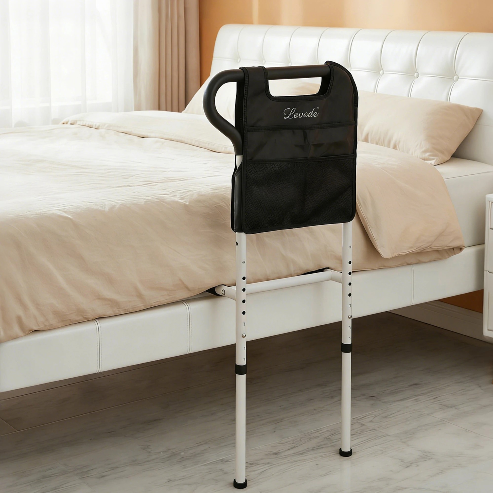 8 Levede Bed Rails Adjustable Cane With Non-Slip Ergonomic Handle And Storage Pocket, 8 of 9