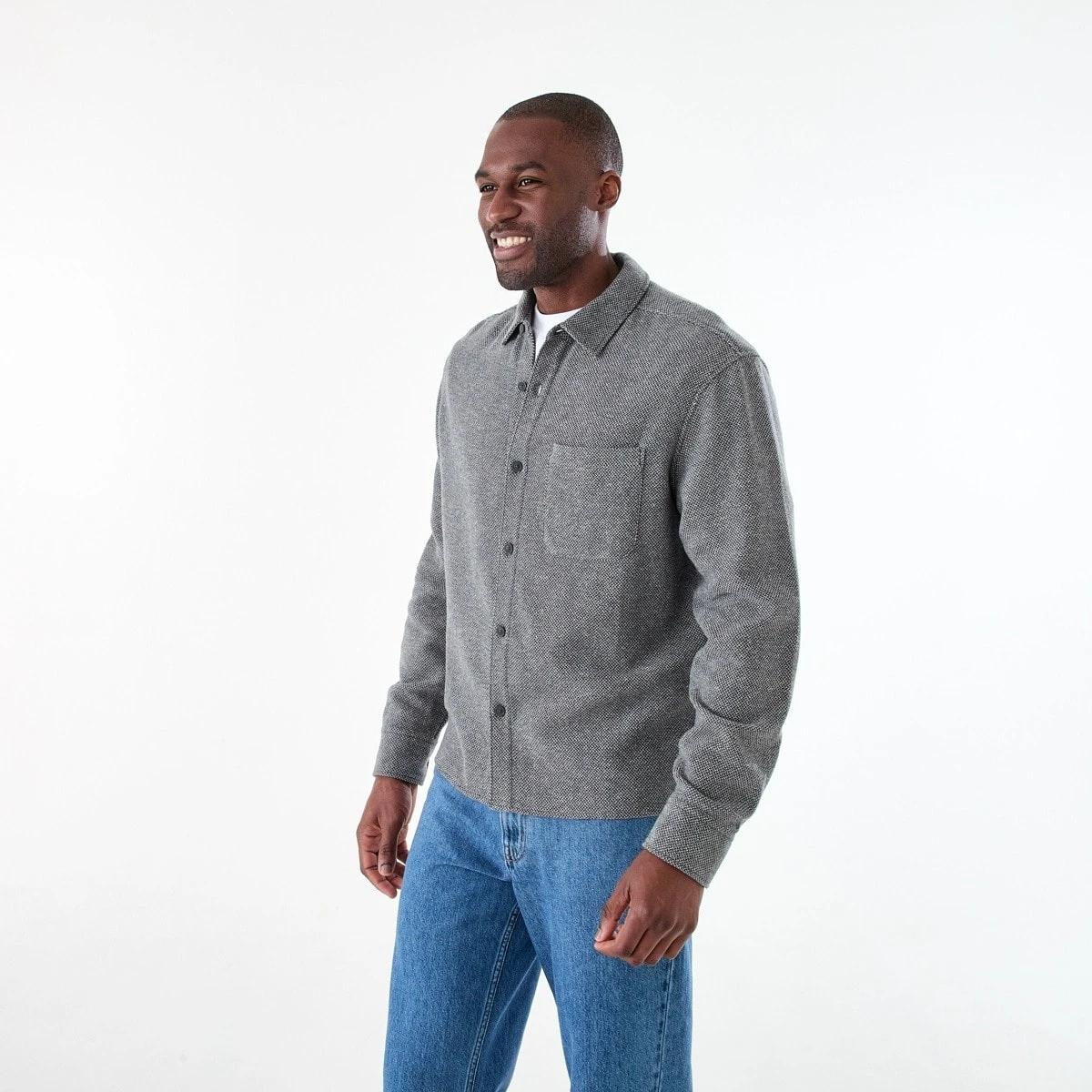 3 Long Sleeve Jacquard Overshirt VOLCANIC ROCK, 3 of 7