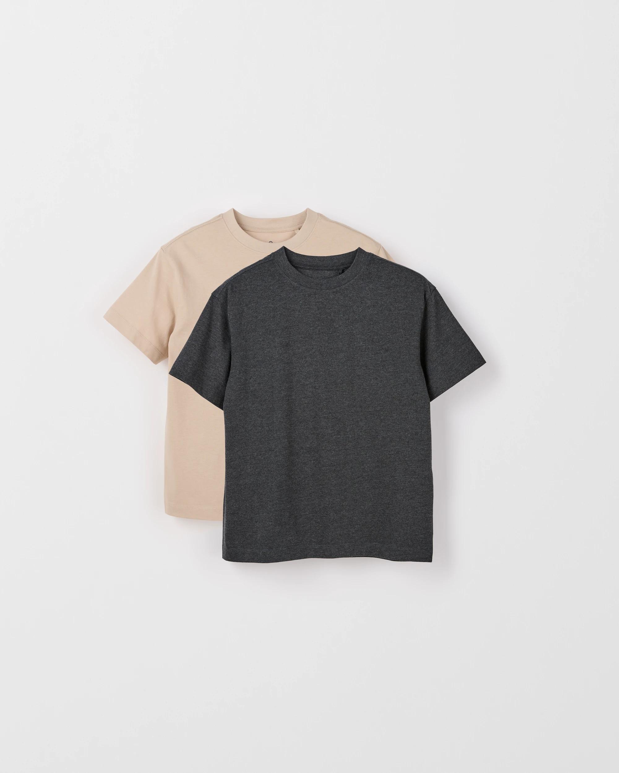 1 Target Kids Australian Cotton 2 Pack T-Shirts TAN/CHARCOAL MARLE, 1 of 4