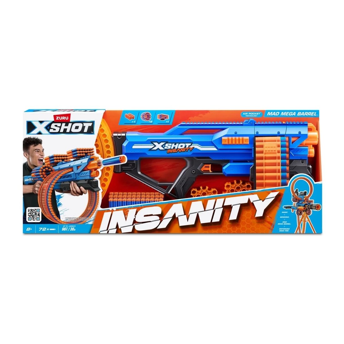 1 Zuru X-Shot Insanity Mad Mega Barrel Blaster 72 Darts, 1 of 6