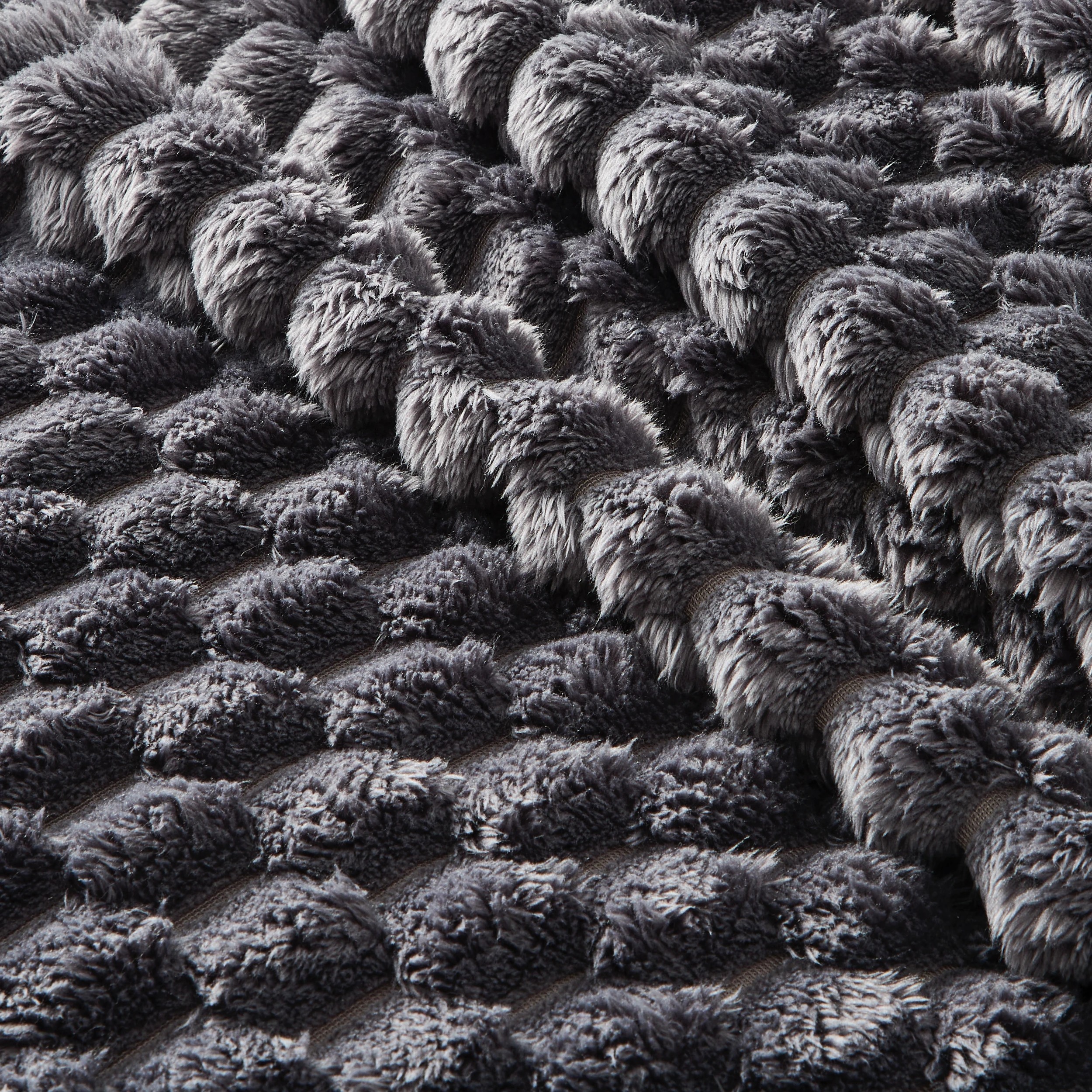 4 Plush Jacquard Blanket - Queen/King Bed, Charcoal, 4 of 6