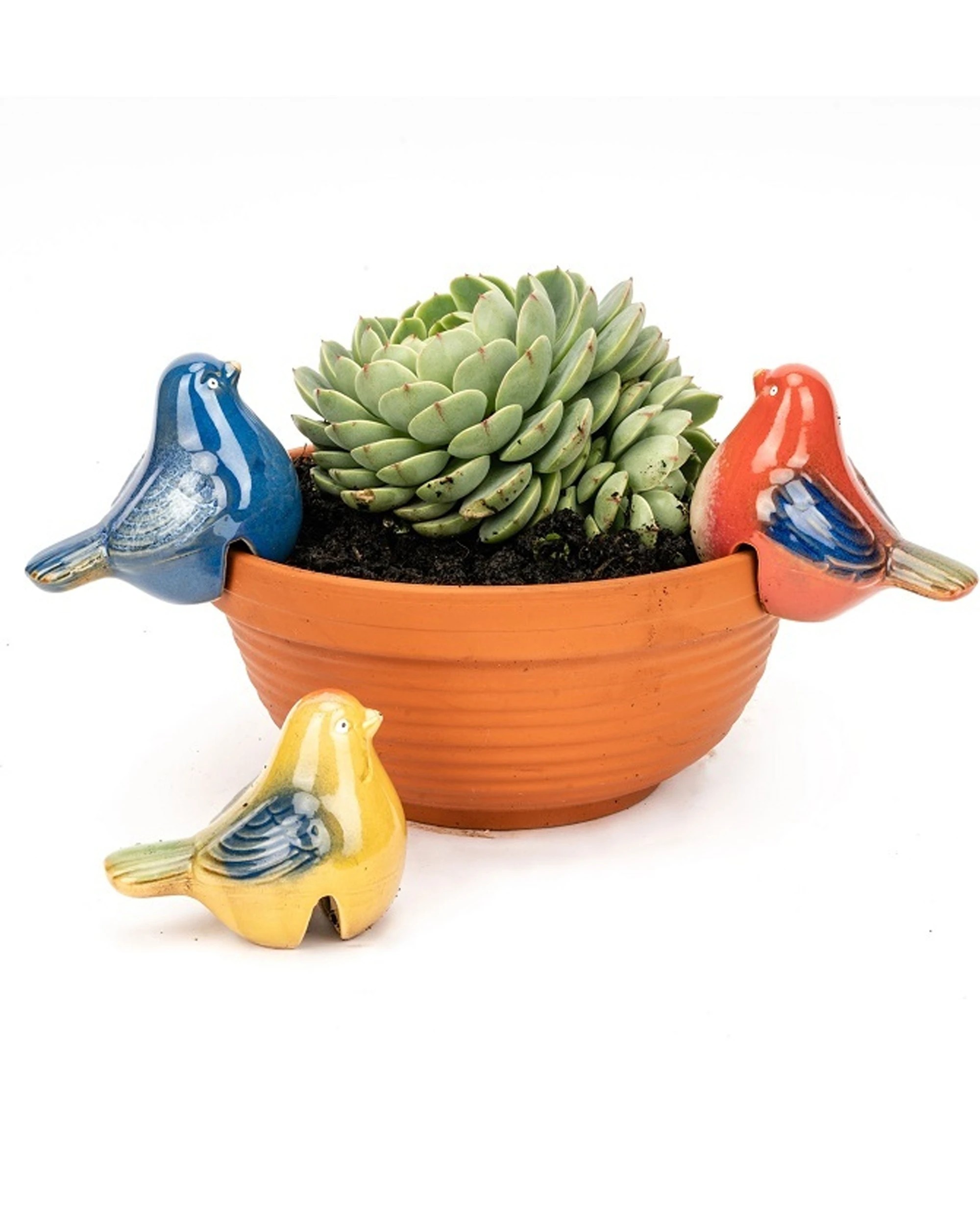 2 Alfresco Garden 11.5cm Ceramic Bird Pot Sitter Decor - Multi, 2 of 2