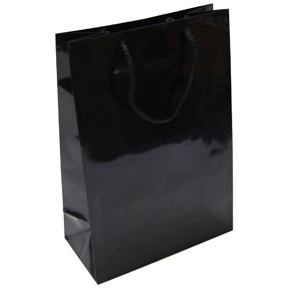 1 J.Burrows Carry Bags Medium Black Glossy 120 Pack, 1 of 1