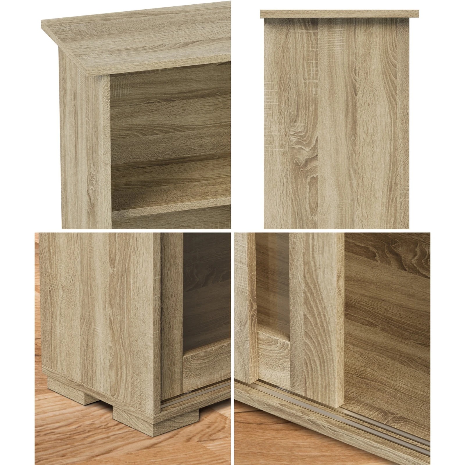 4 Oikiture Sideboard Buffet Cabinet Cupboard Glass Sliding Door
 - Natural, 4 of 10