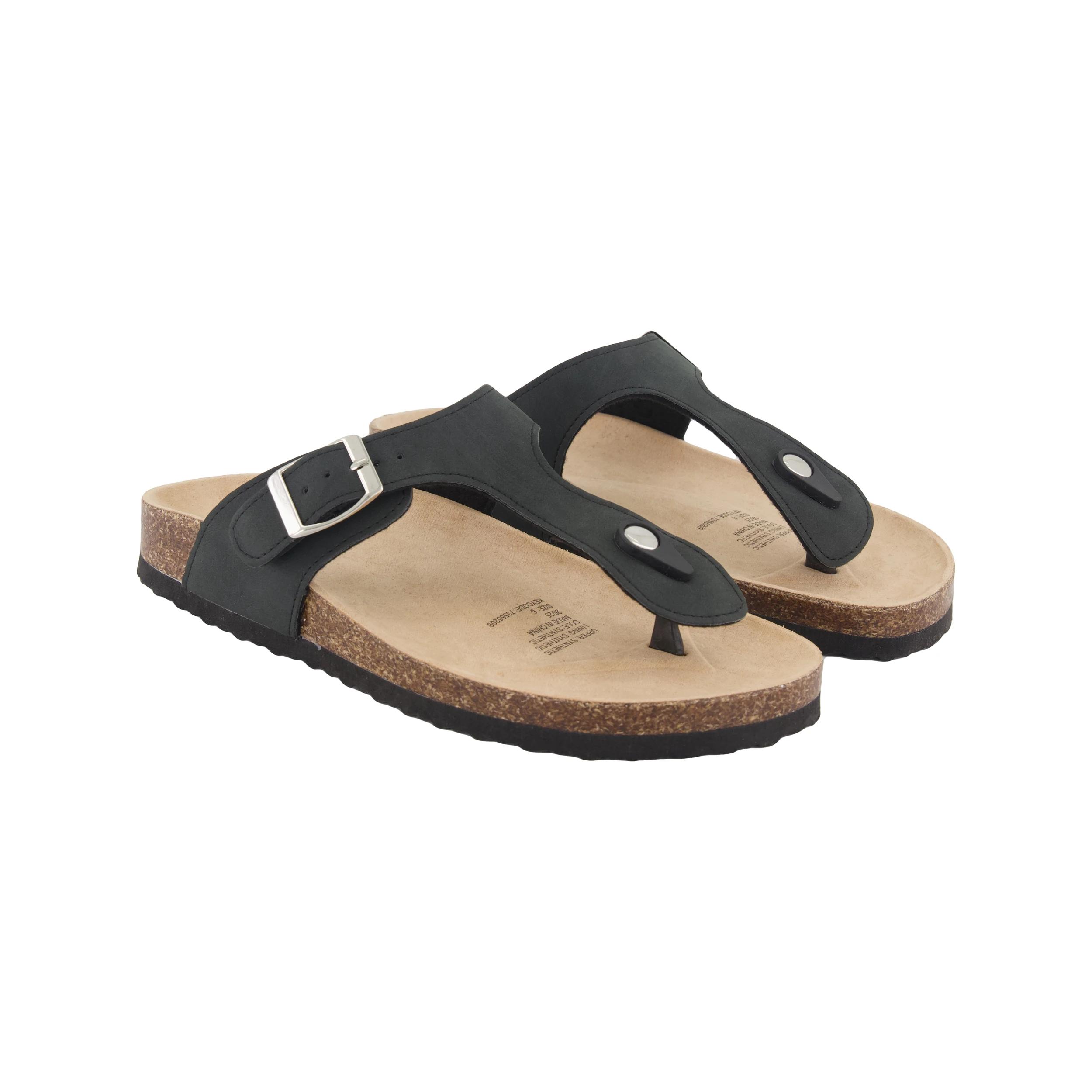 2 Footbed Toe Post Slides BLACK, 2 of 3