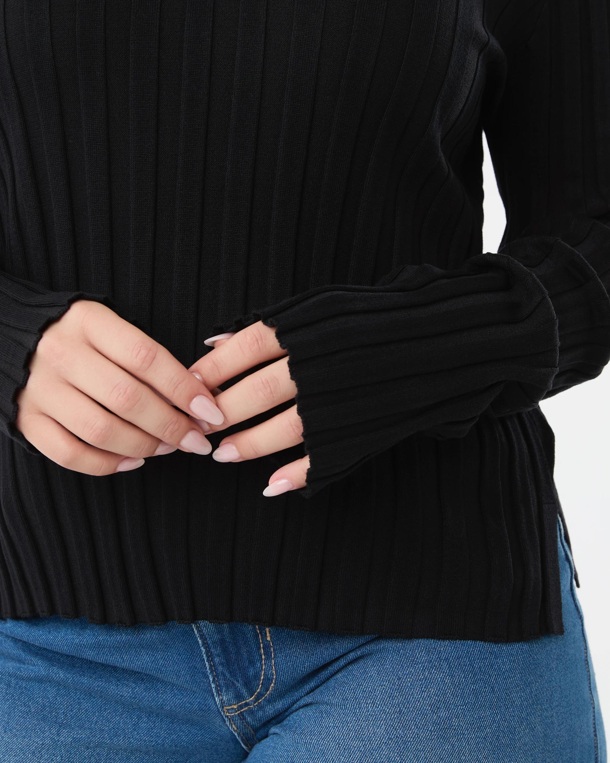 6 Long Sleeve Polo Top Black, 6 of 6