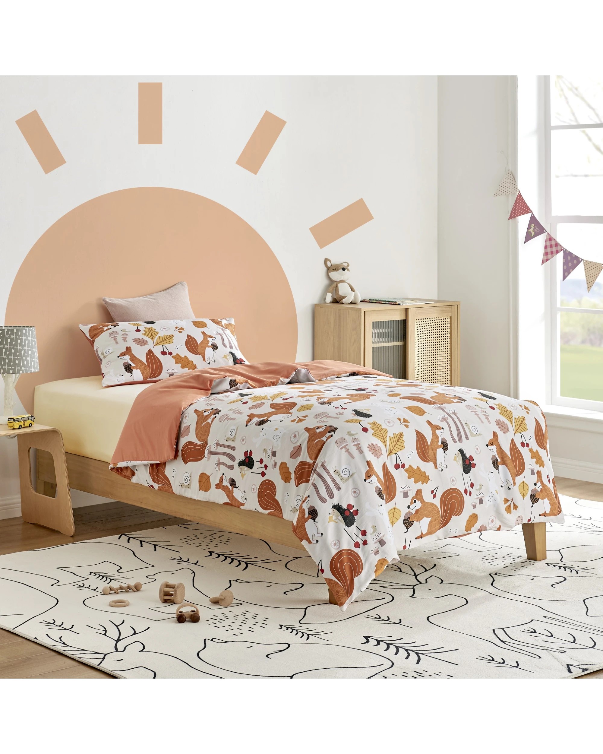 2 Jack & Ava Quilt Cover Set Find a Squirrel - King Single Bed - Animal Print, 2 of 9