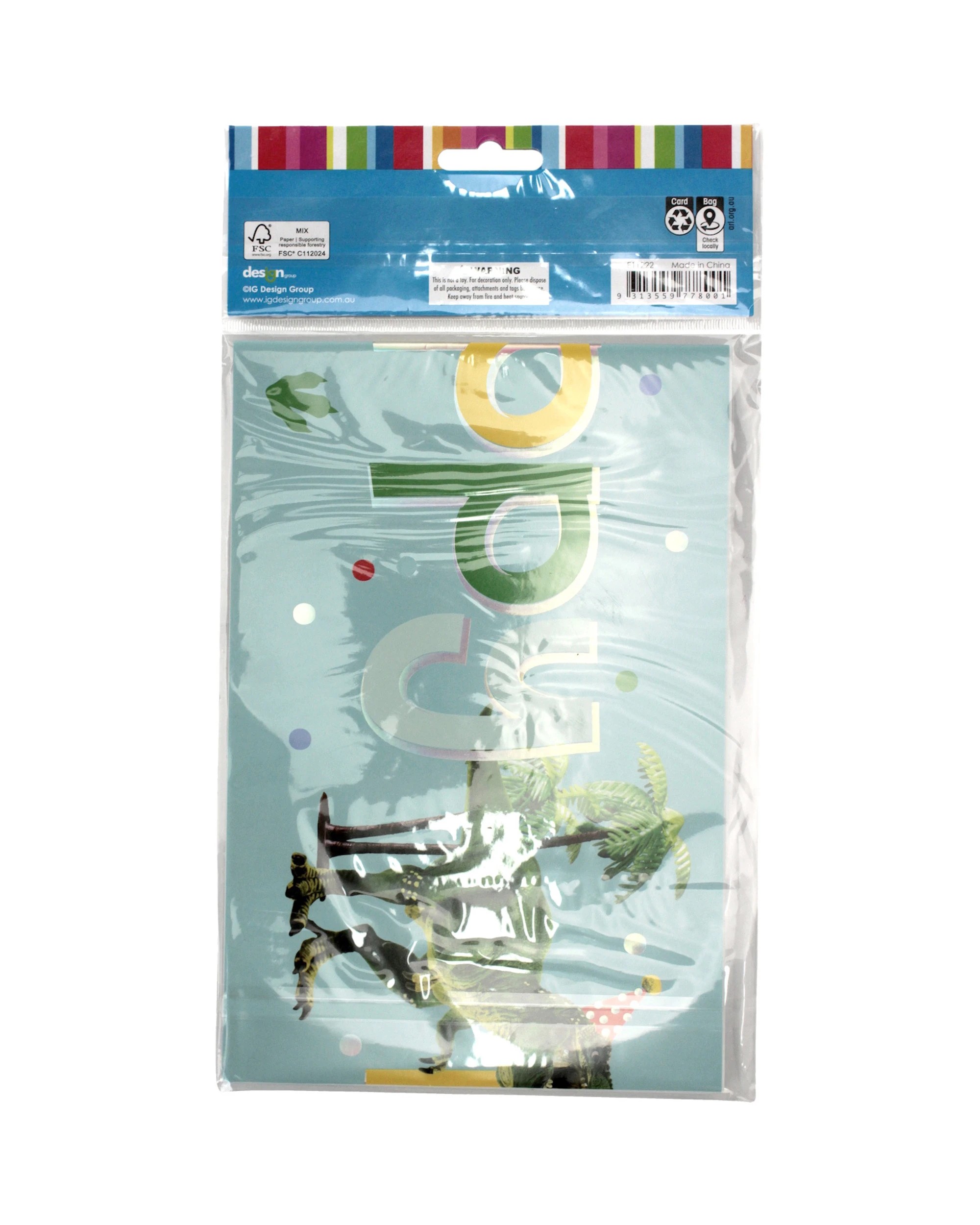 3 Artwrap Dinosaur Happy Birthday Party Paper Banner 1.8m - Multi, 3 of 3