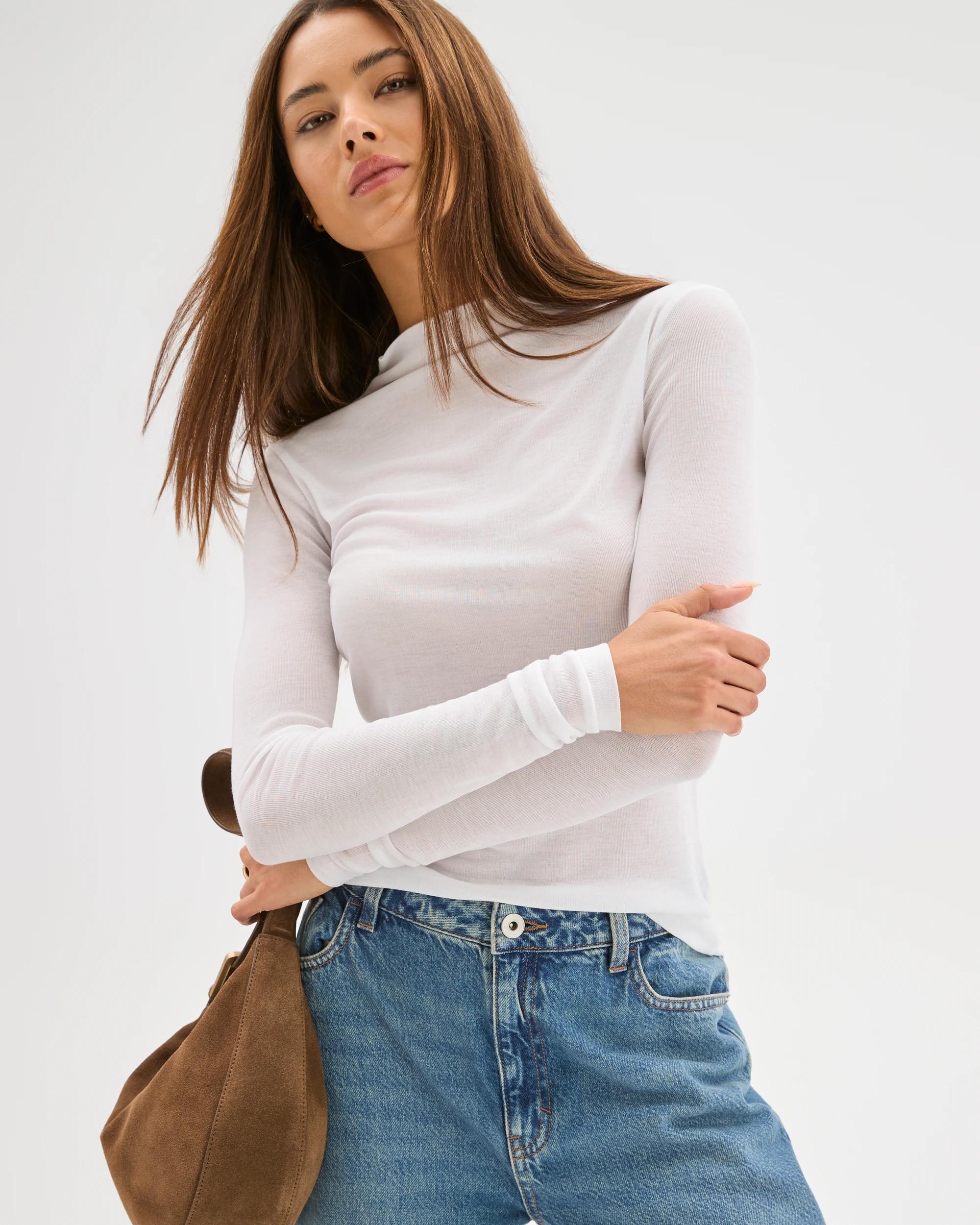 1 Lily Loves Mock Neck Long Sleeve Top LILY WHITE, 1 of 6