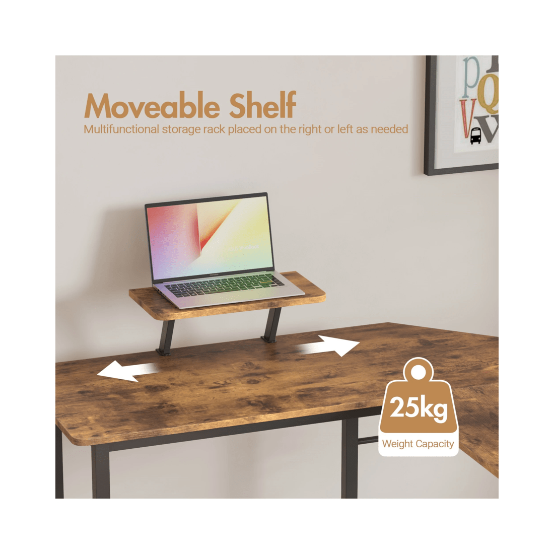 7 Advwin L-shaped Corner Desk With Laptop Stand Workstation Home Work Computer Desk Office Table, 7 of 9