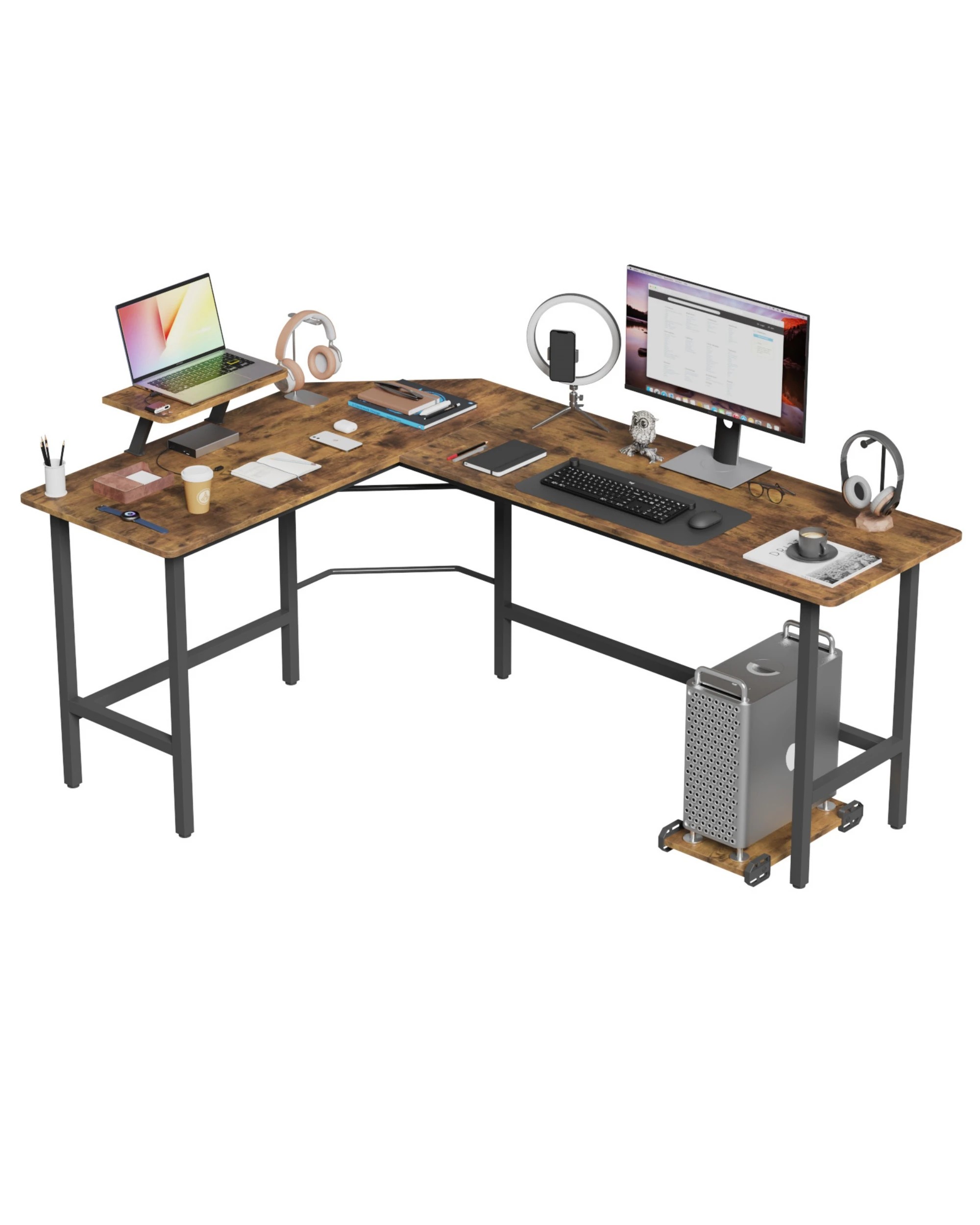 1 Advwin L-shaped Corner Desk With Laptop Stand Workstation Home Work Computer Desk, 1 of 1