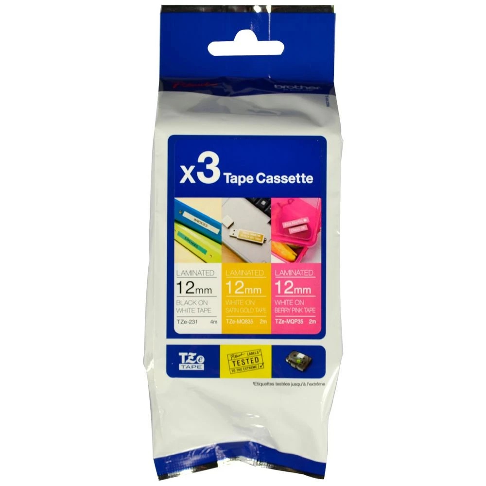 1 Brother TZe-33M3 Laminated Tape 12mm x 4m Asstd Colours 3 Pk, 1 of 1