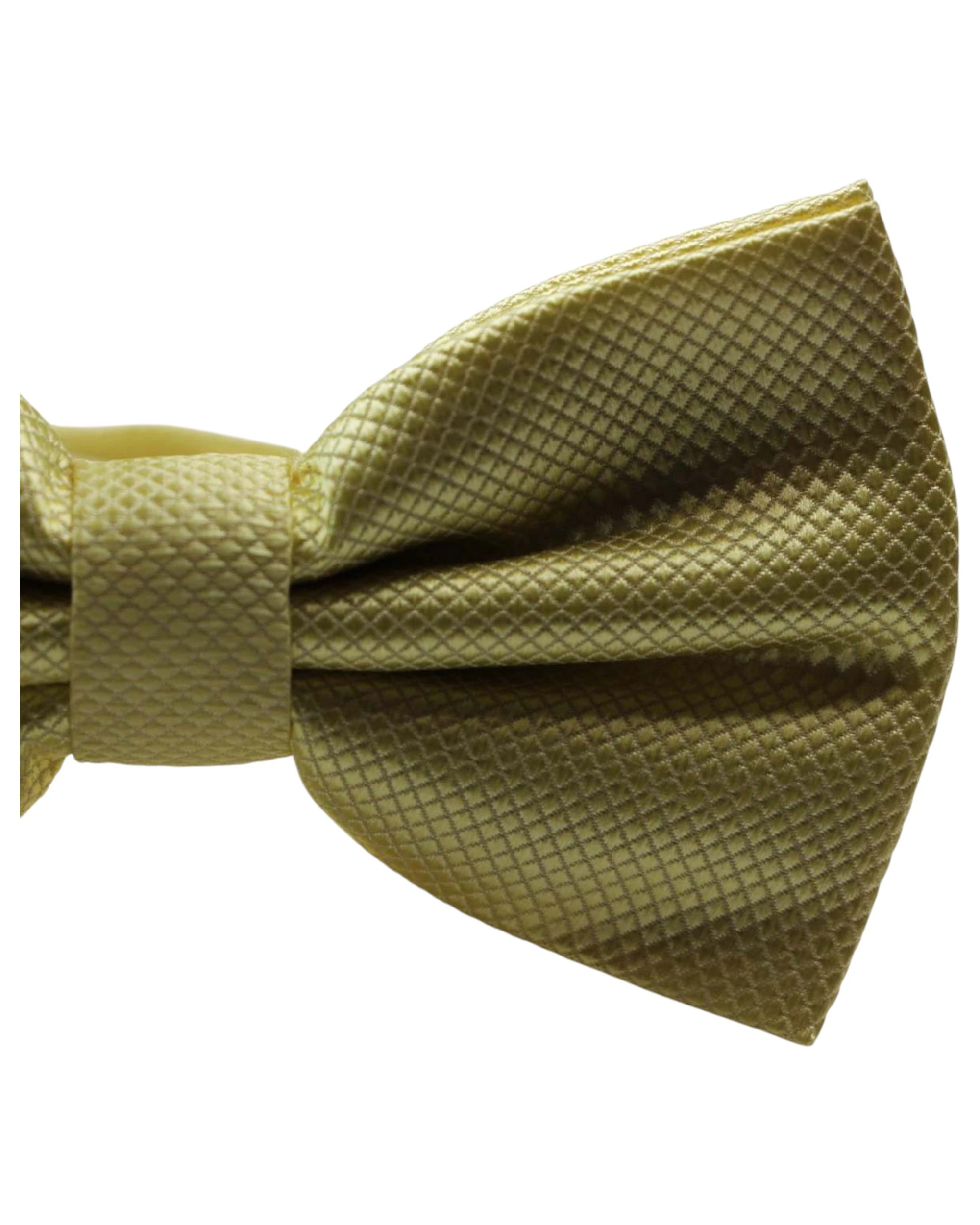 3 Zasel Mens Honey Yellow Plain Coloured Checkered Bow Tie - Yellow, 3 of 5