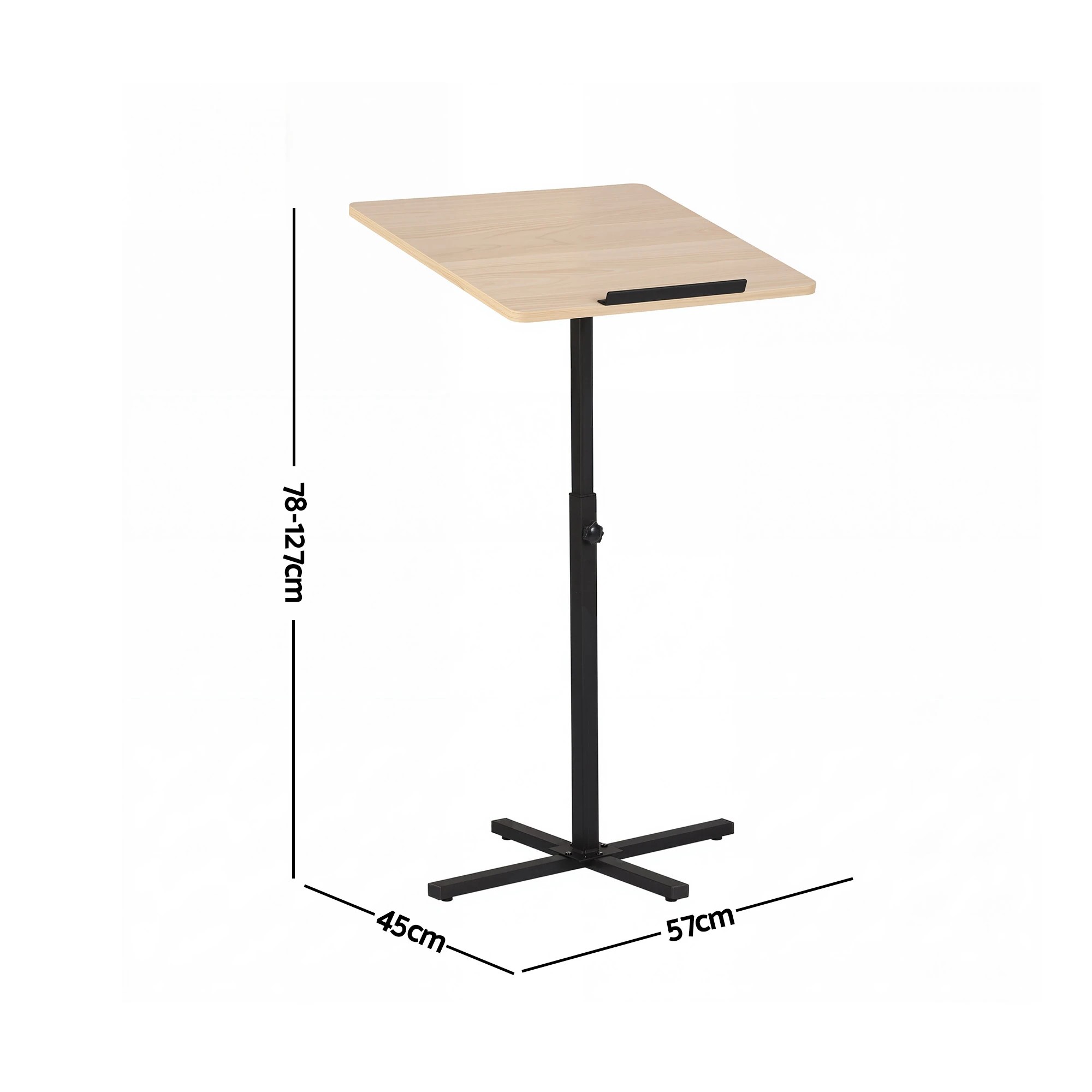 3 Artiss Floor Podium Stand 78-127CM Height Adjustable Portable Laptop Desk - Natural, 3 of 10