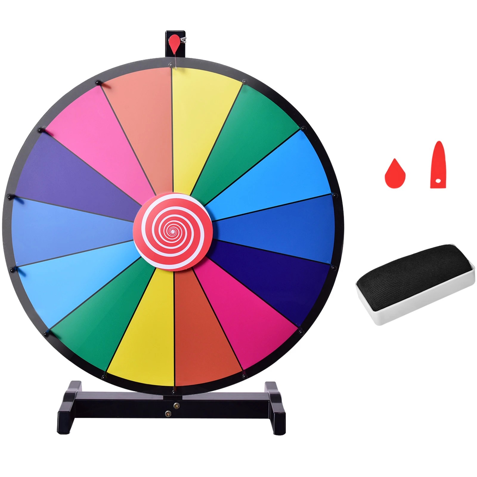 1 Costway 60cm Prize Wheel Editable Dry Erase 14 Slots Fortune Spinning Game Party Gift, 1 of 1