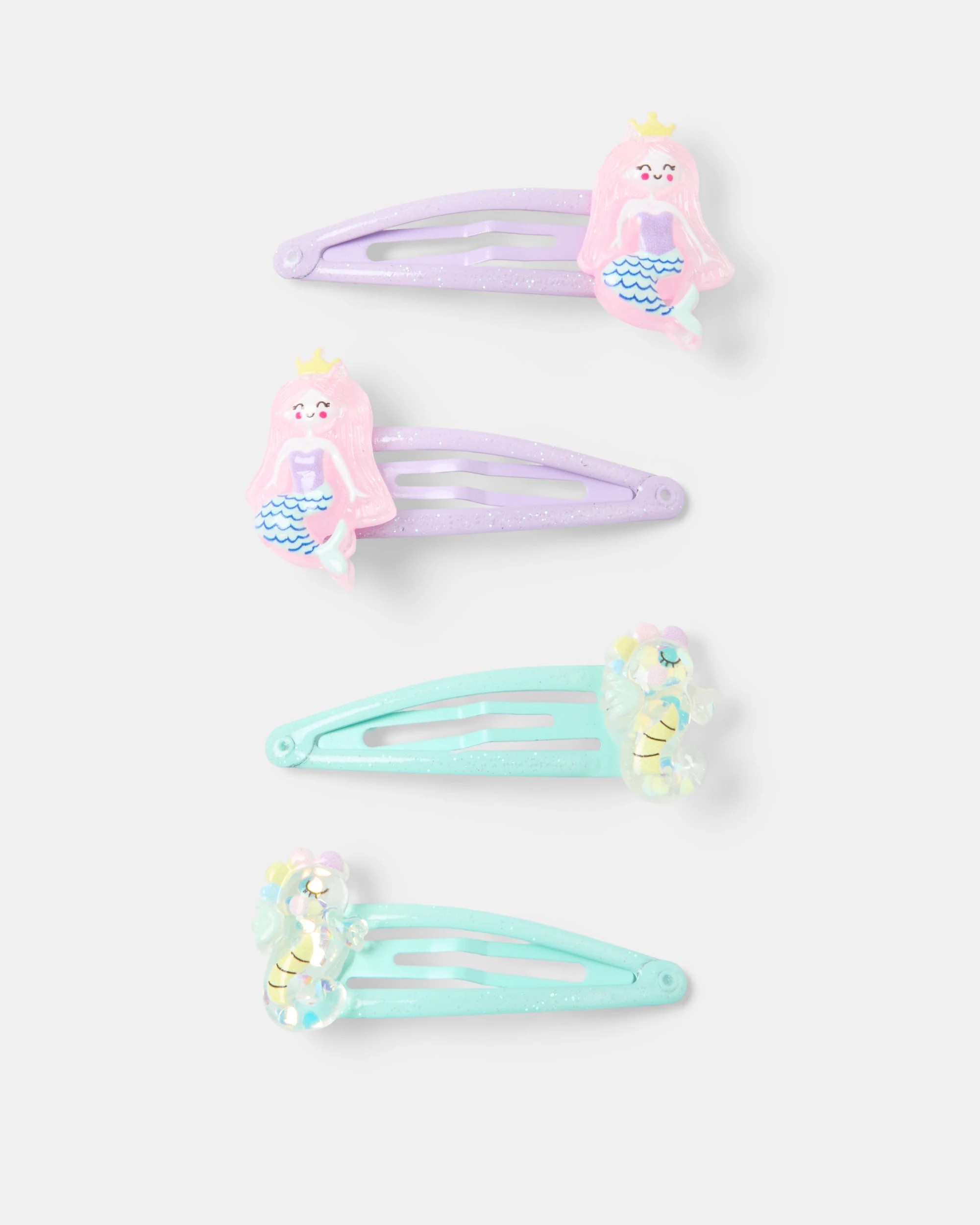 1 4 Pack Mermaid and Seahorse Snap Hair Clips, 1 of 3