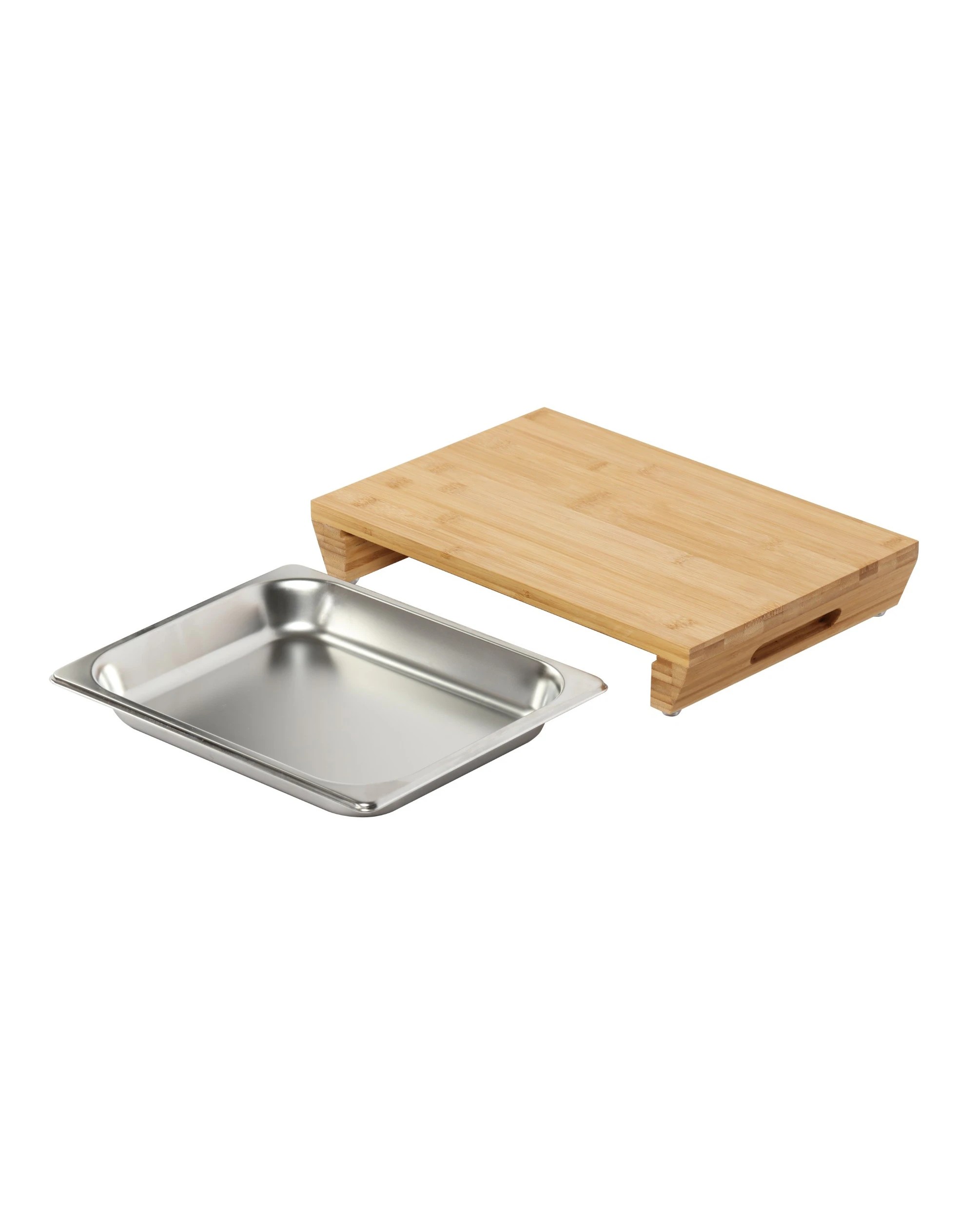 5 Gourmet Kitchen Bamboo Cutting Board With Stainless Steel Tray 39x27x6.5cm - Natural Brown, 5 of 6