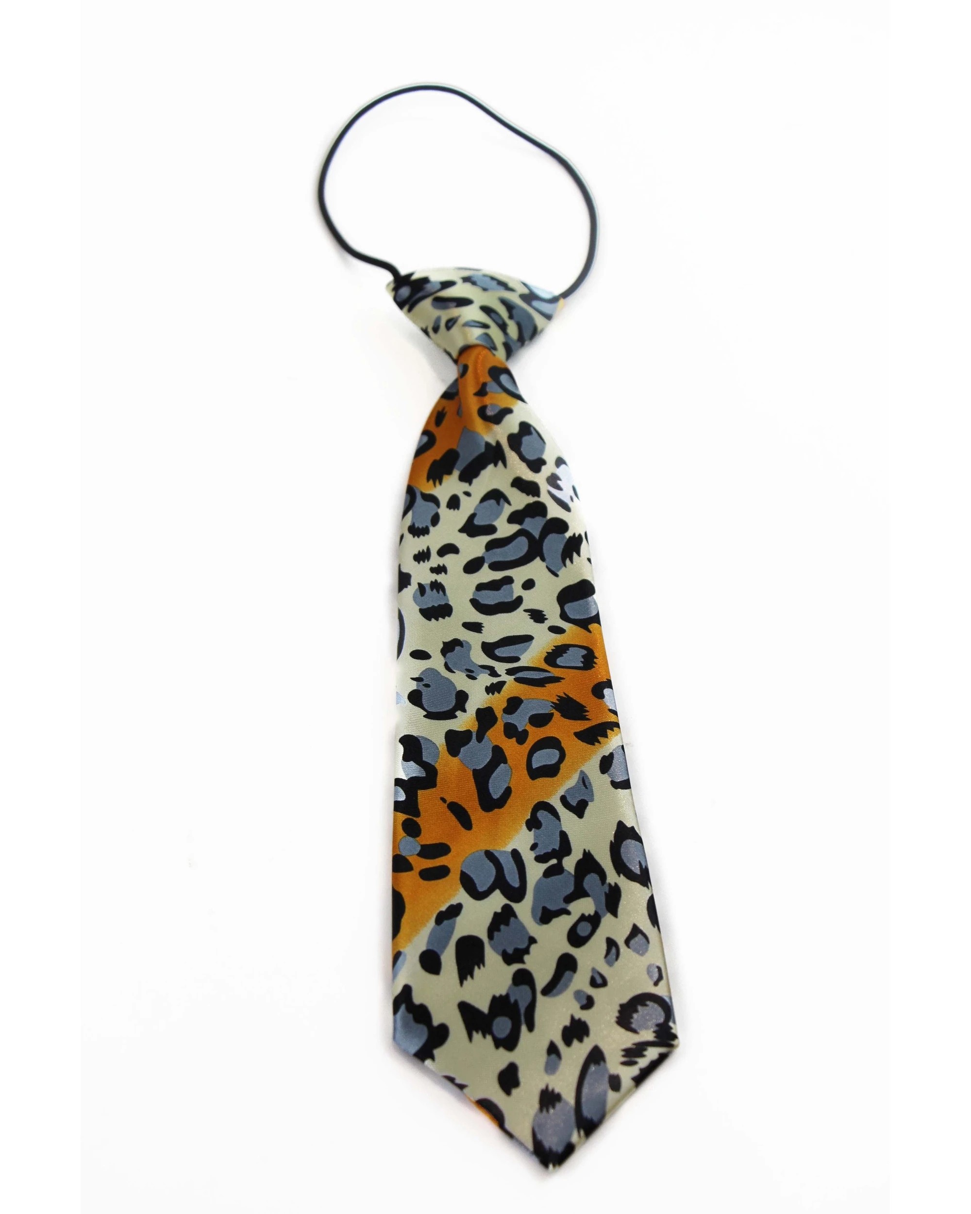 2 Zasel Kids Boys Multicoloured Patterned Elastic Neck Tie - Leopard Champagne - Multi, 2 of 3