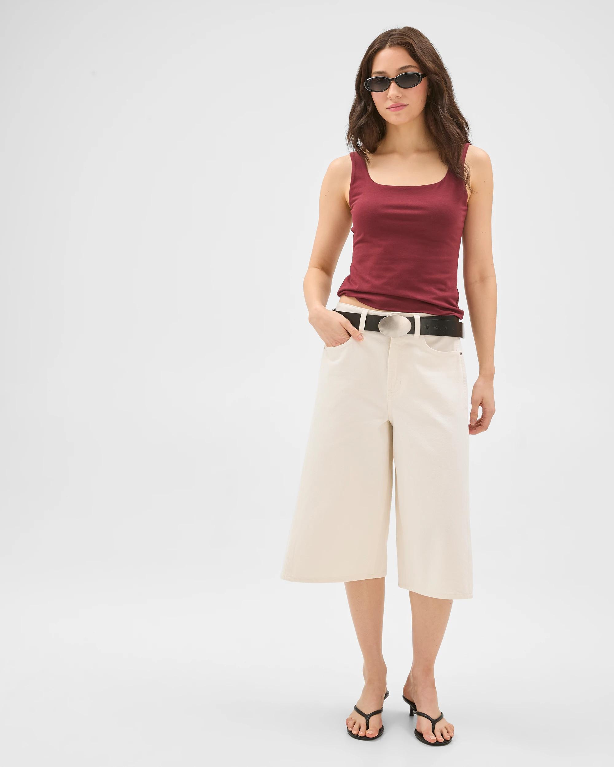 1 Lily Loves Longline Denim Bermuda Shorts ECRU, 1 of 7