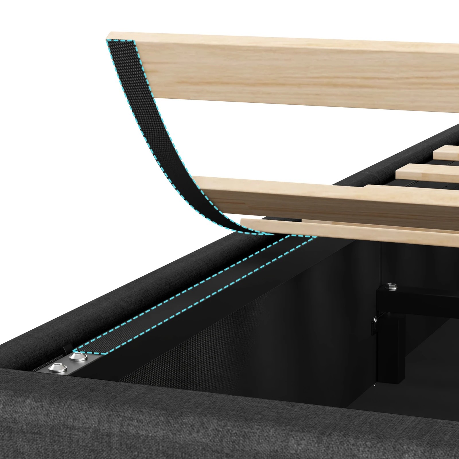 8 Alfordson Bed Frame Queen Gas Lift Storage Adjustable Headboard Luria - Charcoal, 8 of 9