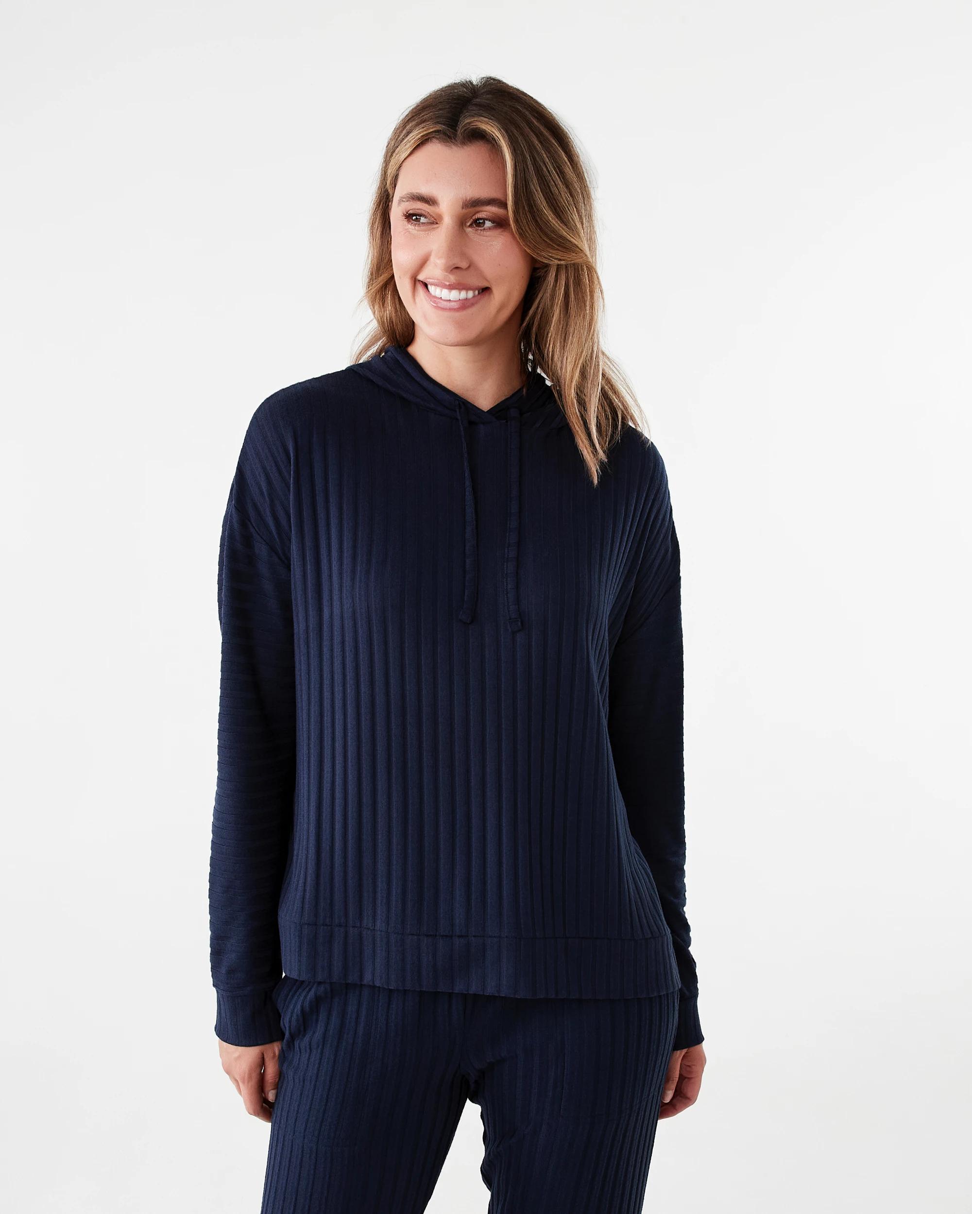 1 Long Sleeve Hooded Lounge Top Navy Blaze, 1 of 8