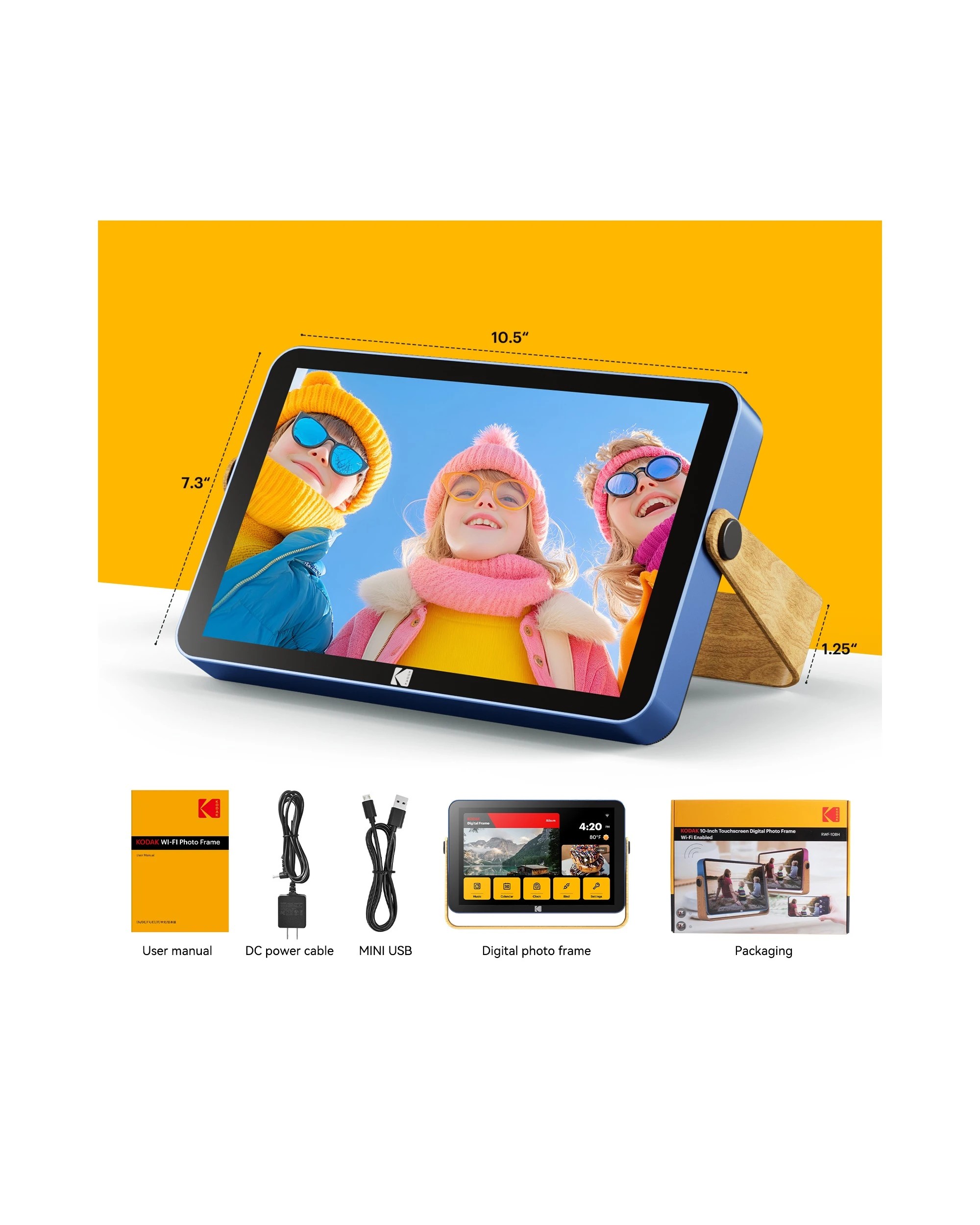 2 Kodak RWF-108 10 Inch Portable Wi-Fi Photo Frame 32GB Ocean Blue, 2 of 9