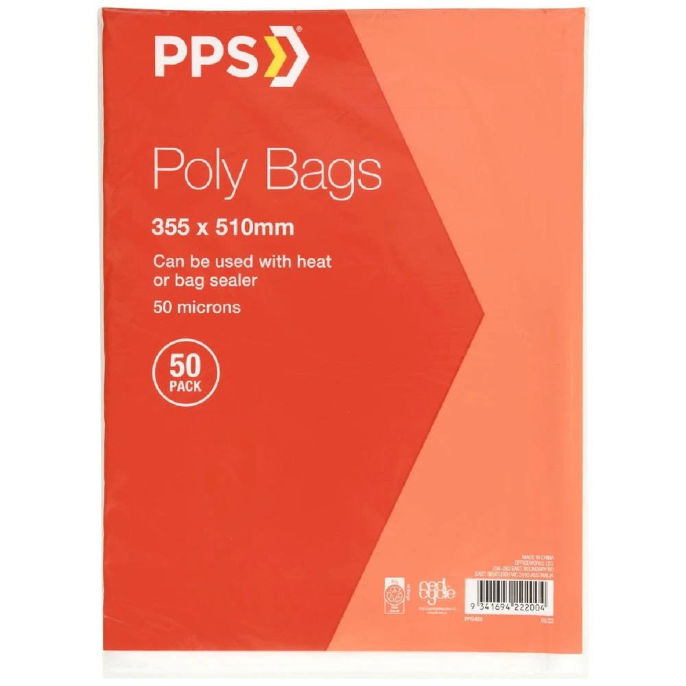 1 PPS Poly Bags 350 x 510mm 50 Pack, 1 of 2