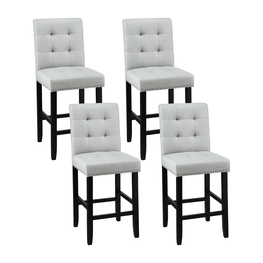 1 Artiss 4x Bar Stools Kitchen Dining Chairs Counter Fabric Stool Wooden Ada - Grey, 1 of 2